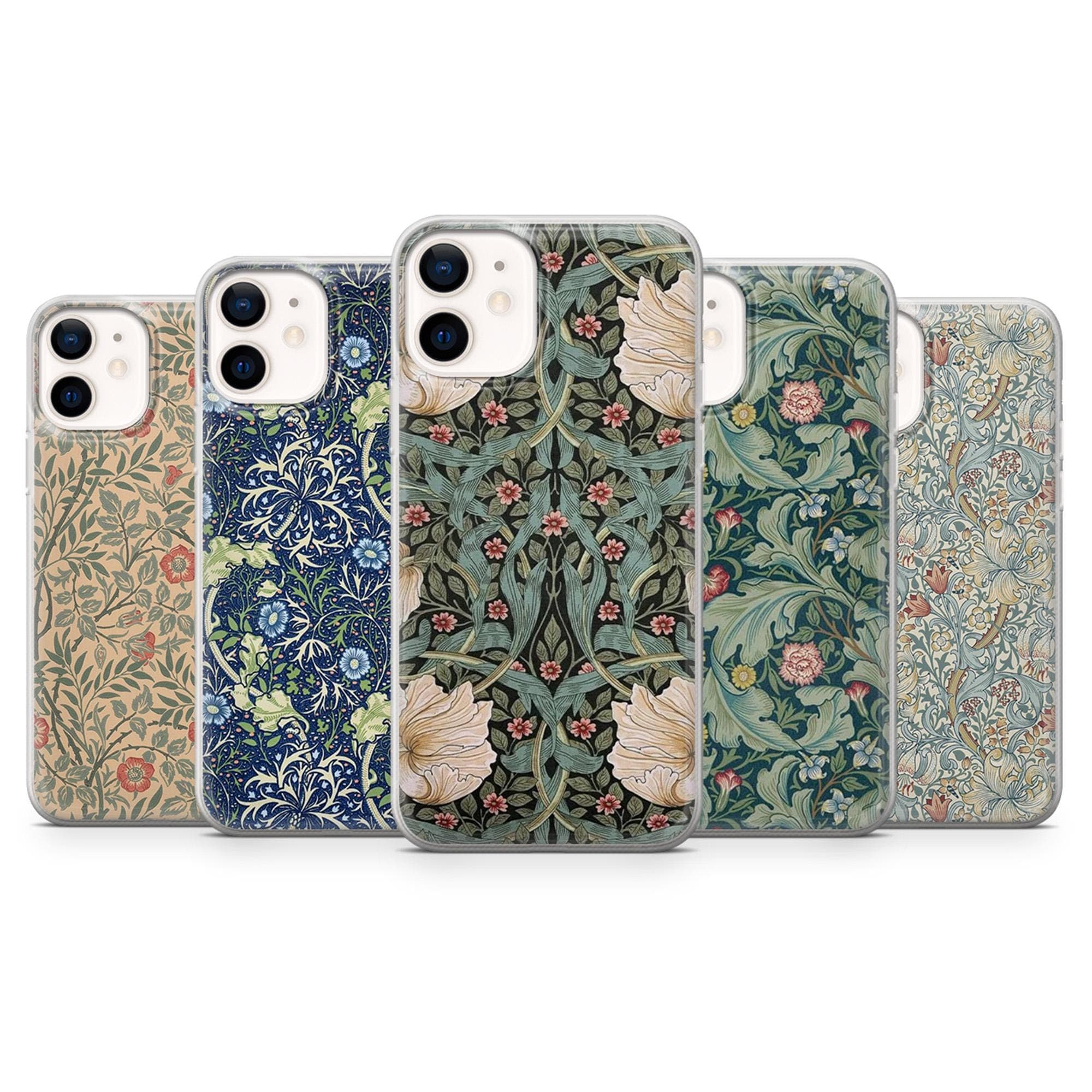 William Morris Phone Case Vintage Art Floral Cover for iPhone 17Pro, 16, 15, 14, 13, 12, Samsung S25, S24, A16, A56, Pixel 10, 9A, 8Pro