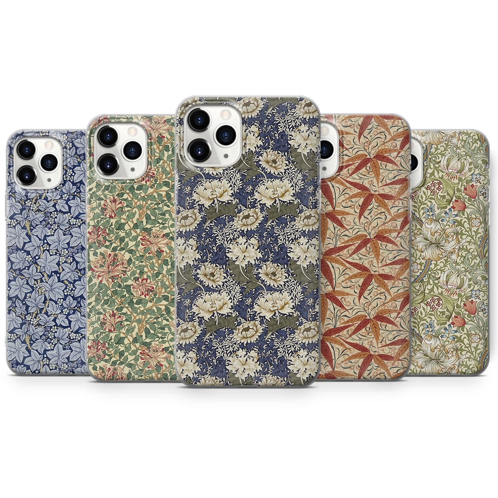 William Morris Fabric Phone Case fit for iPhone 14, 13 Pro, 12 mini, 11, XR, 7+, 7 & Samsung A50, A51, S21, A53, Huawei P20, P30 ProD111