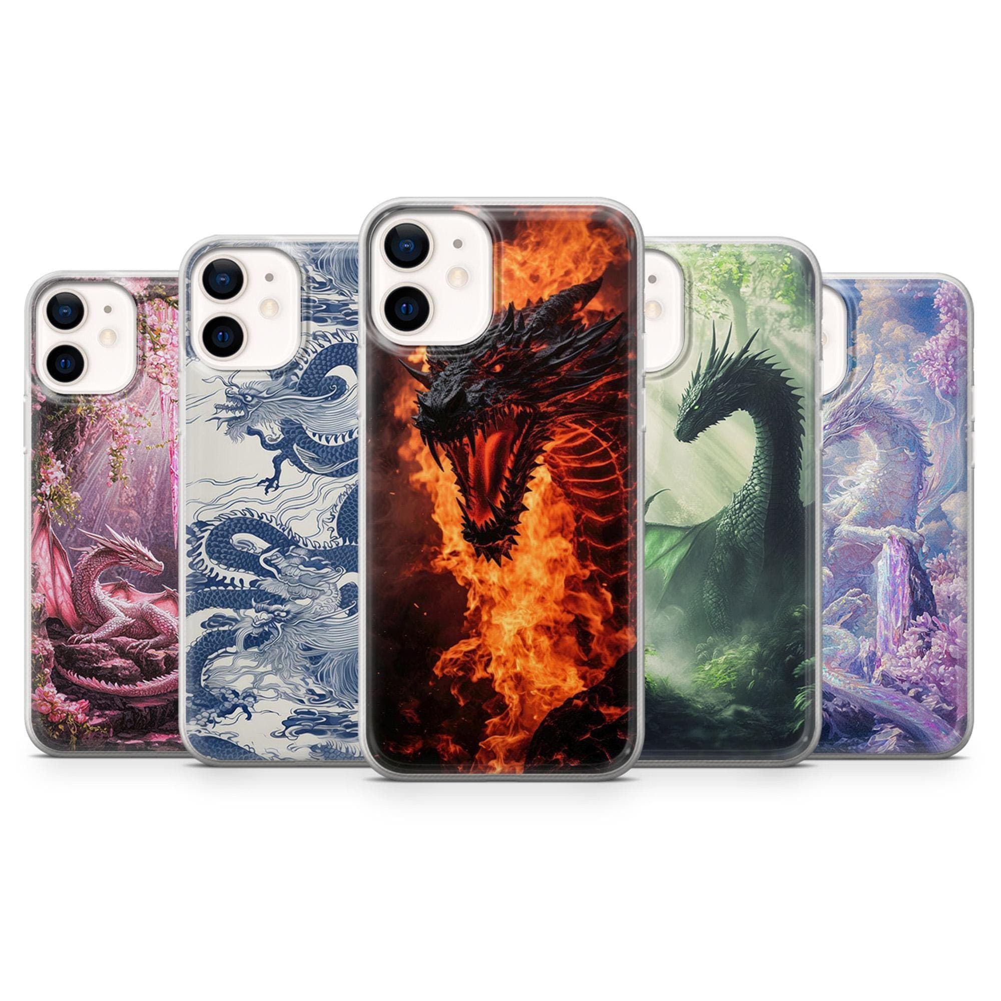 Dragon Phone Case Fire Dragon Gothic Fantasy Cover for iPhone 17e, 16, 15, 14, 13, 12, Samsung S26, S25, A17, A57, Pixel 10A, 9A, 8