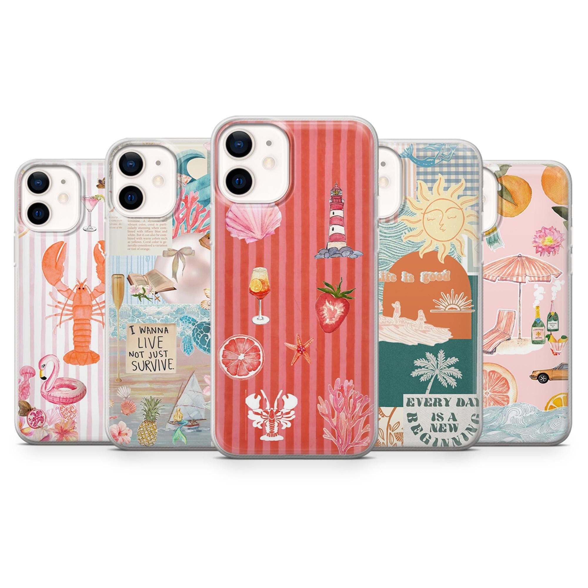 Coastal Summer Phone Case Beach Tropical Ocean Cover for iPhone 17e, 16, 15, 14, 13, 12, Samsung S26, S25, A17, A57, Pixel 10A, 9A, 8