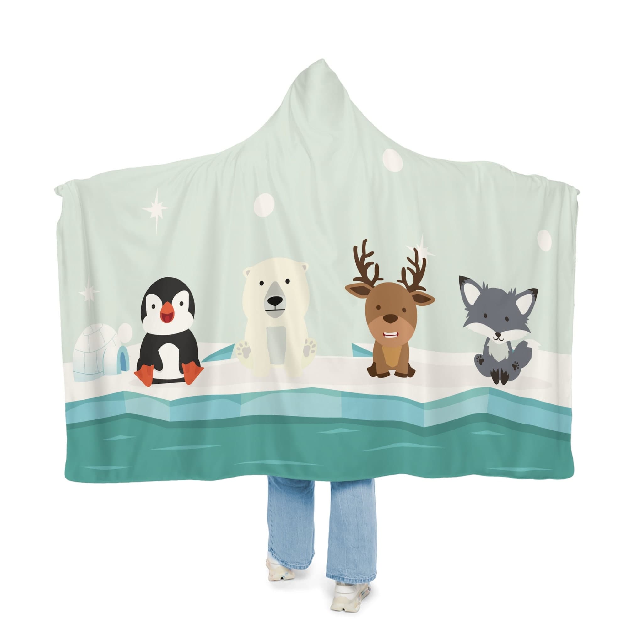 Arctic Hooded Blanket, Oversized Blanket Hoodie, Sherpa Blanket, Adult Cape, Wearable Snuggle Throw, Gift for her, Christmas, Camping