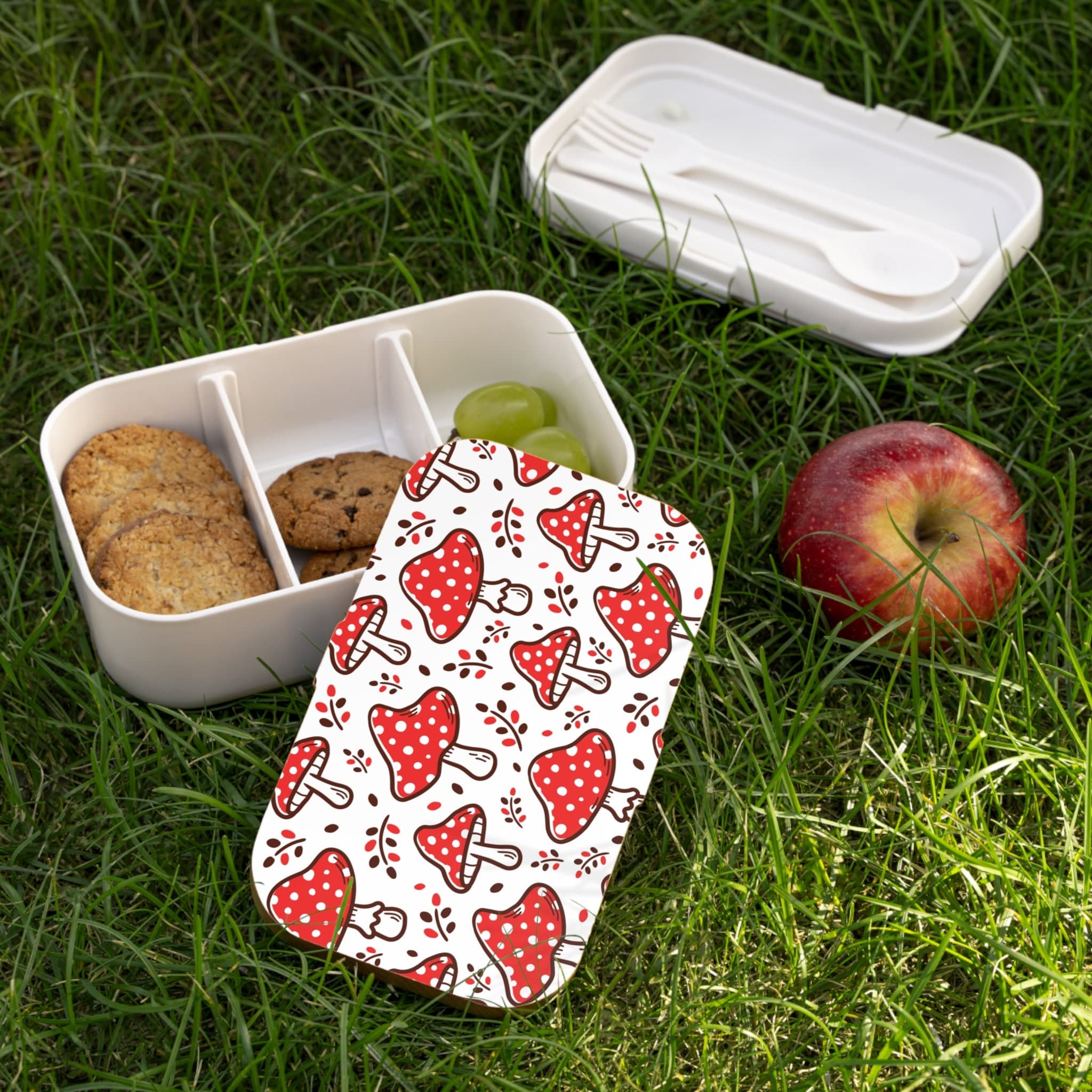 Mushroom Bento Box for Adults, Cute Adult Lunch, Japanese Wood, Cottagecore Wooden, Korean Food Bag
