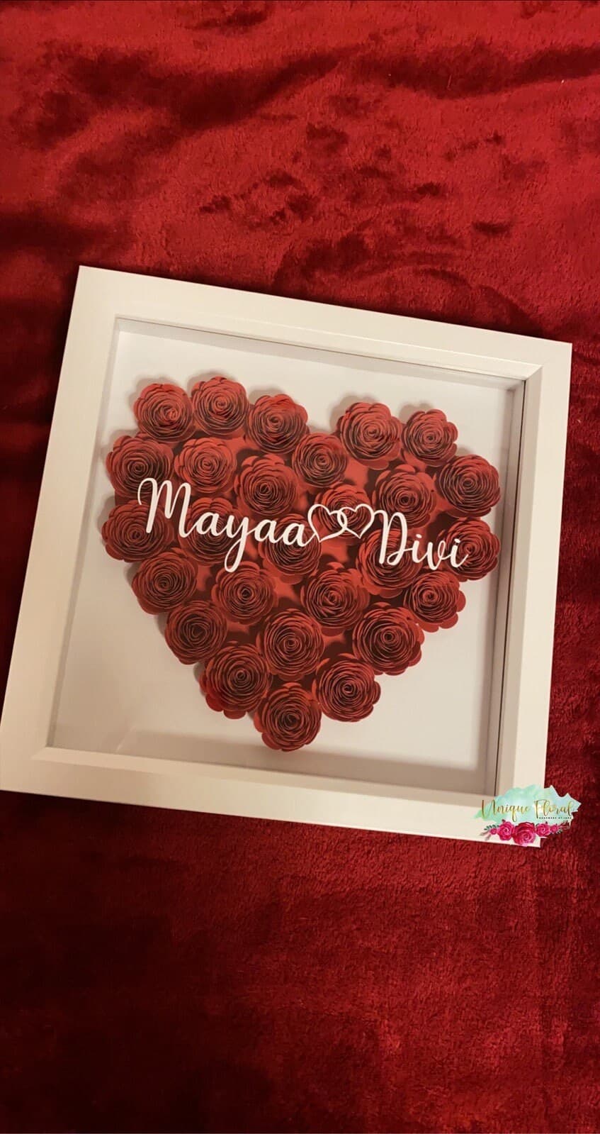 Heart Shaped Rose Frame | Flower Wall Personalised Gifts | Home Decor | Gifts | Shadow Box |Wedding Gifts | Nikkah | Love | Valentines day - image 5