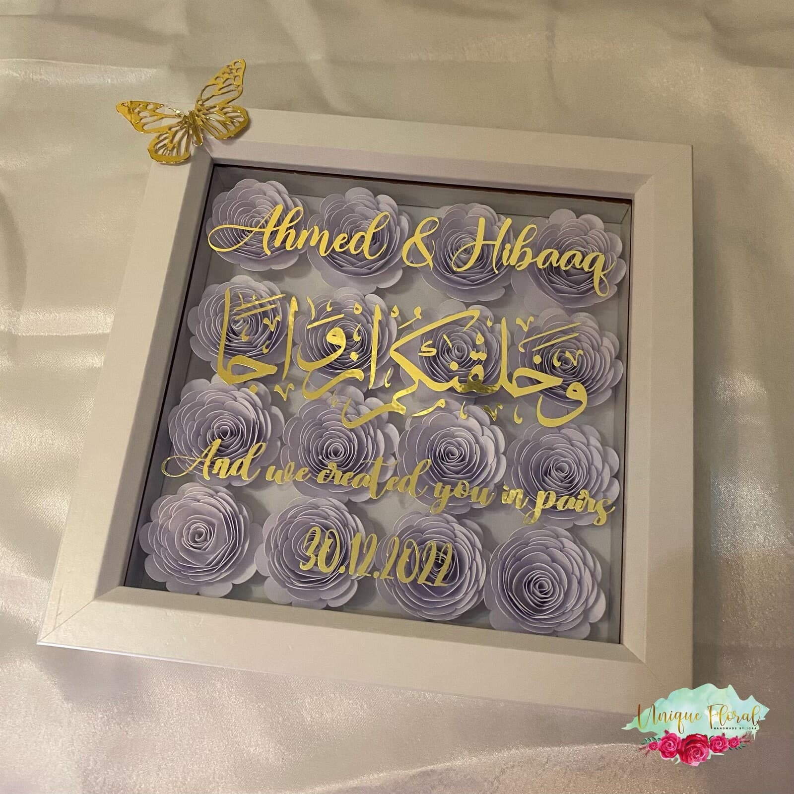 Nikkah Rose Frame | Flower Wall Personalised Gifts | Home Decor | Gifts | Shadow Box |Wedding Gifts | Nikkah - image 4