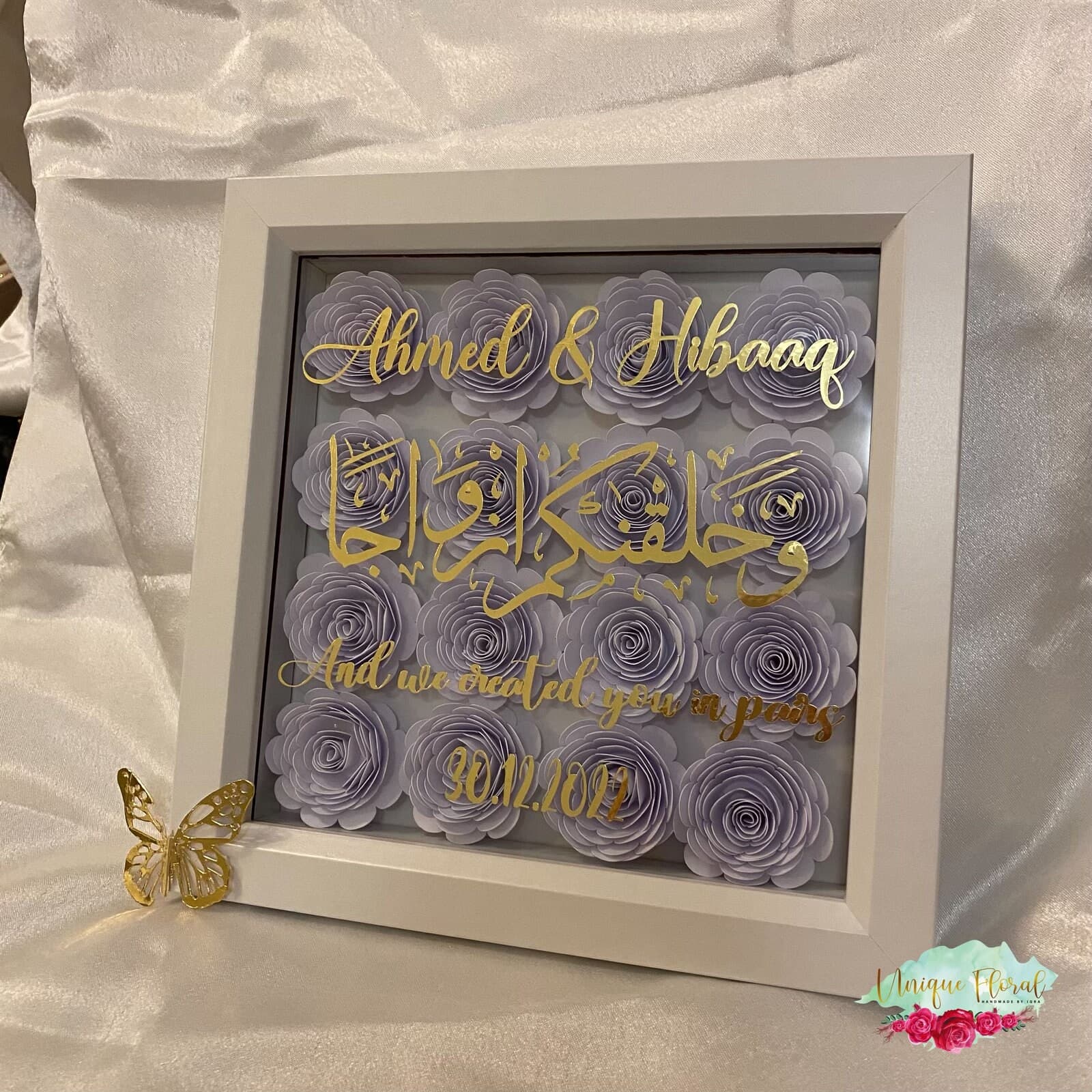 Nikkah Rose Frame | Flower Wall Personalised Gifts | Home Decor | Gifts | Shadow Box |Wedding Gifts | Nikkah - image 5