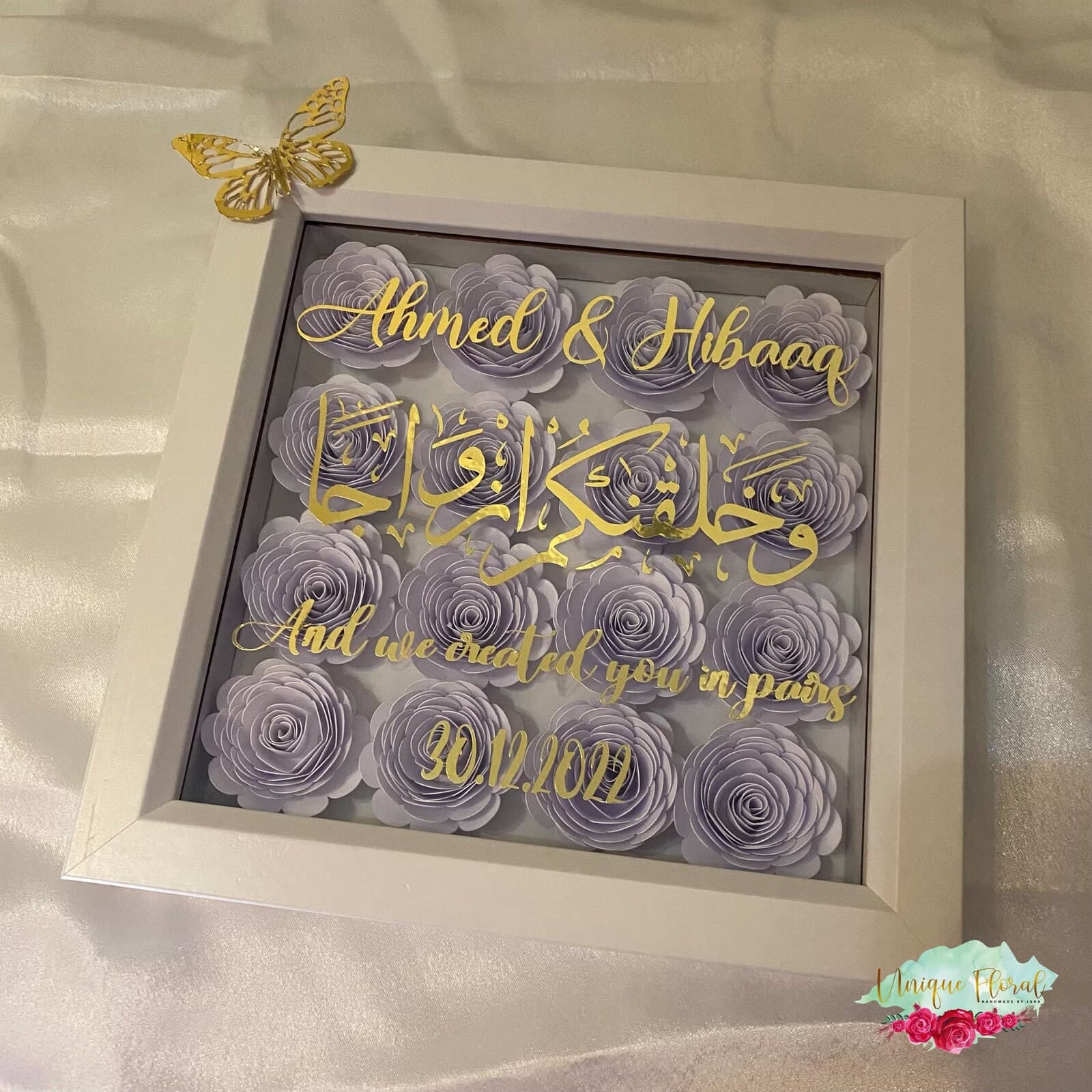Nikkah Rose Frame | Flower Wall Personalised Gifts | Home Decor | Gifts | Shadow Box |Wedding Gifts | Nikkah