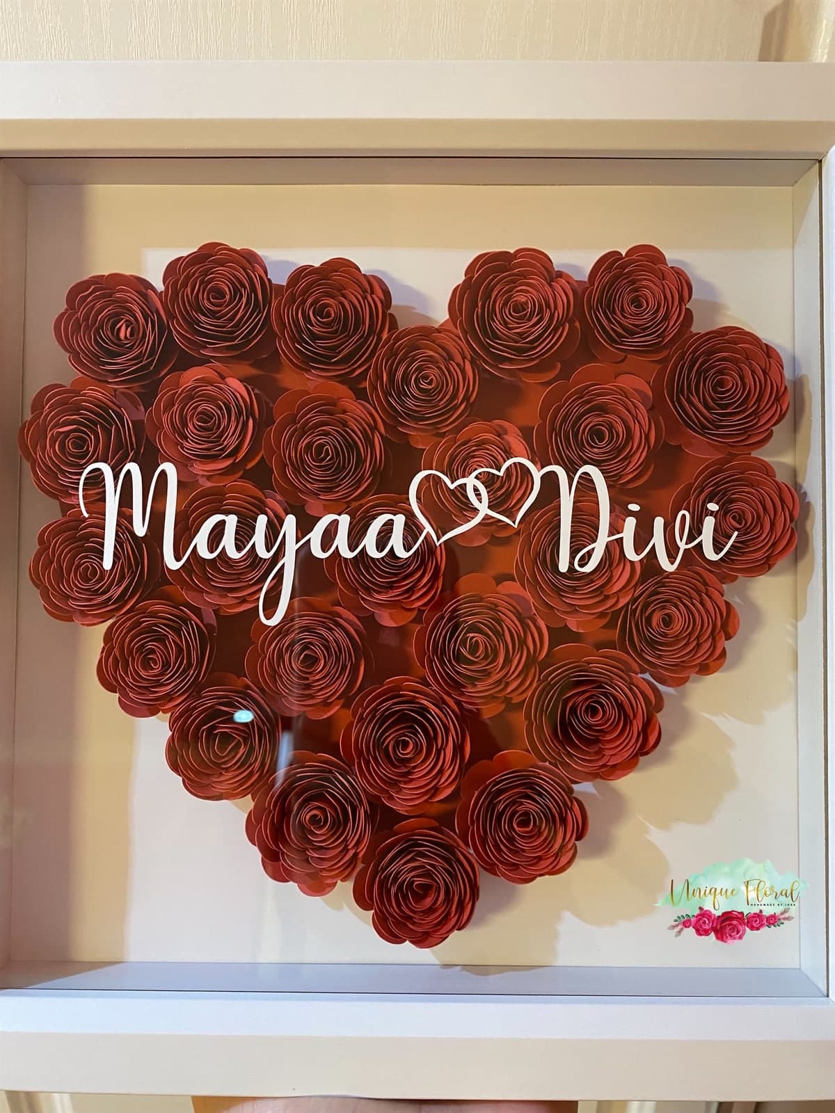 Heart Shaped Rose Frame | Flower Wall Personalised Gifts | Home Decor | Gifts | Shadow Box |Wedding Gifts | Nikkah | Love | Valentines day - image 3