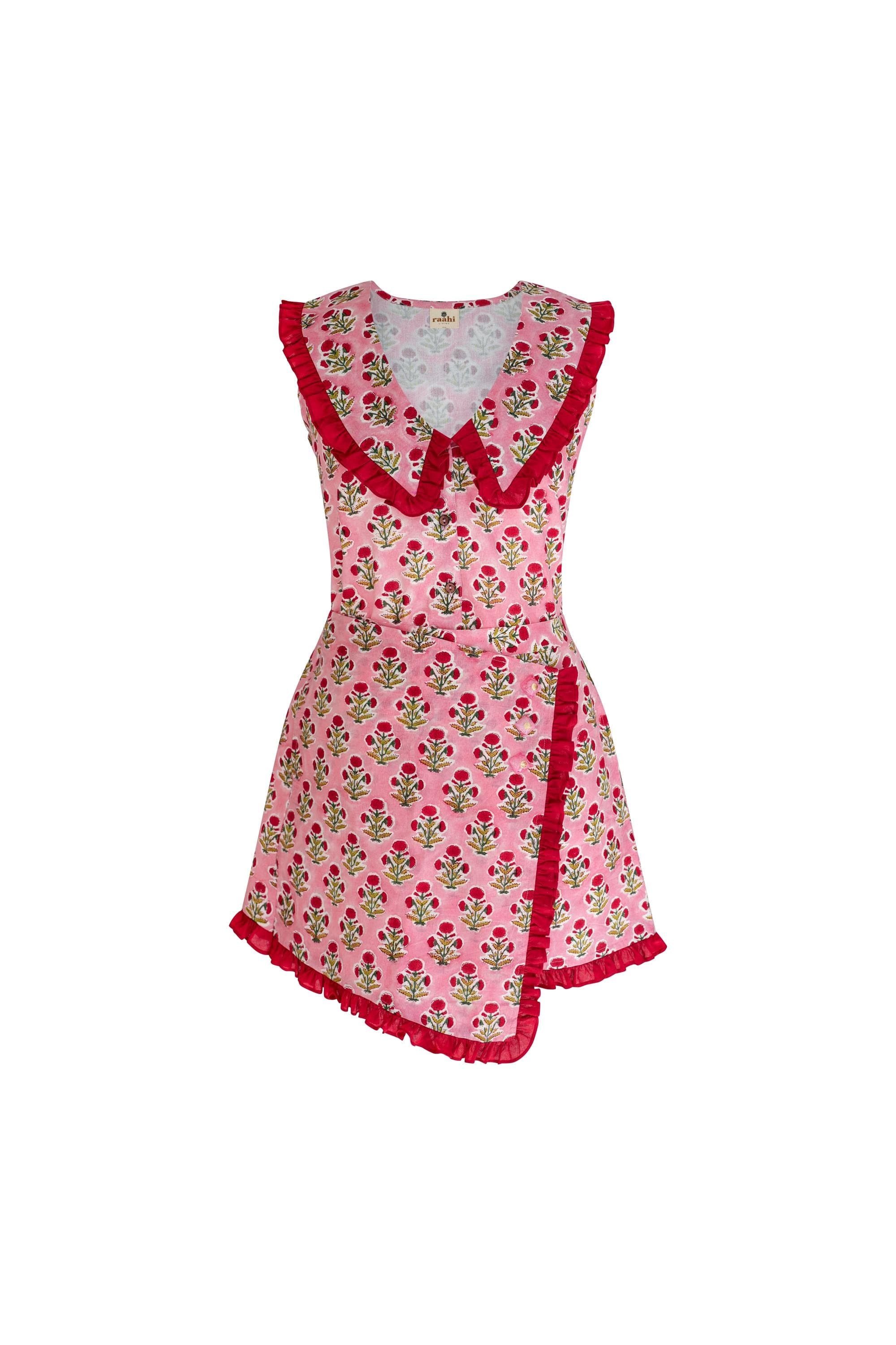 Hand Block Printed Cotton Co-ord Set: Pink Floral Summer Outfit - image 4