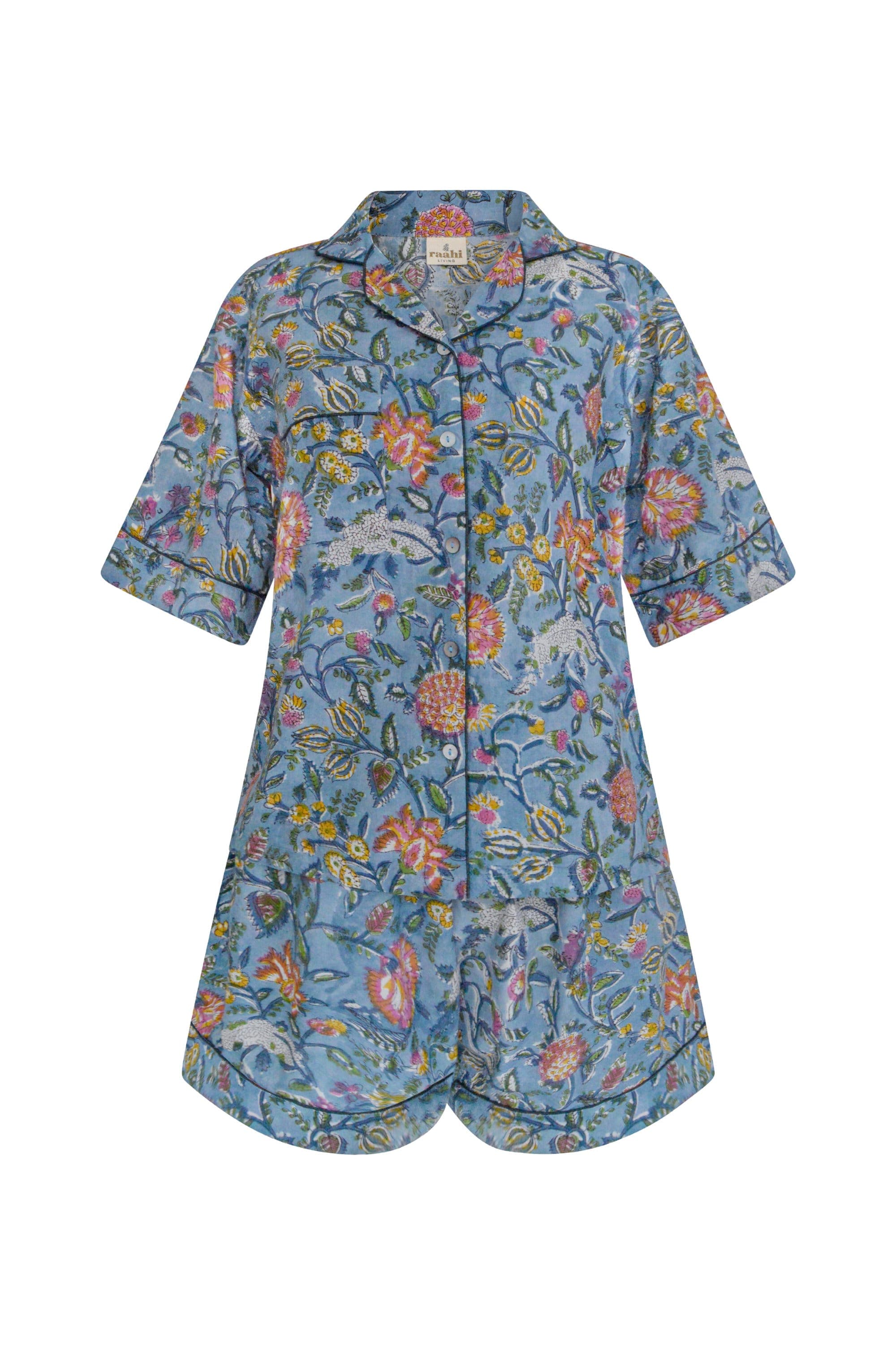 Hand Block Printed Organic Cotton Pajama Set - Floral PJs