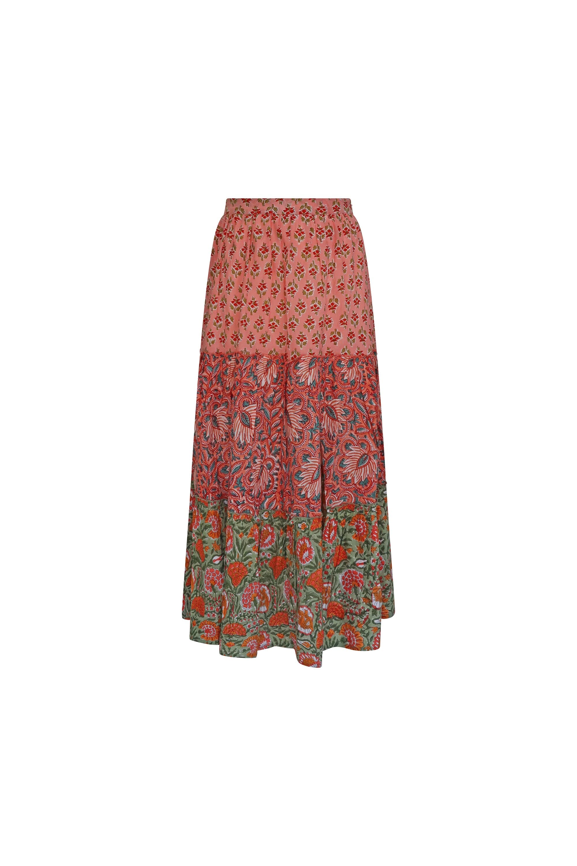 Floral Block Printed Tiered Skirt - Organic Cotton Sundress - image 4