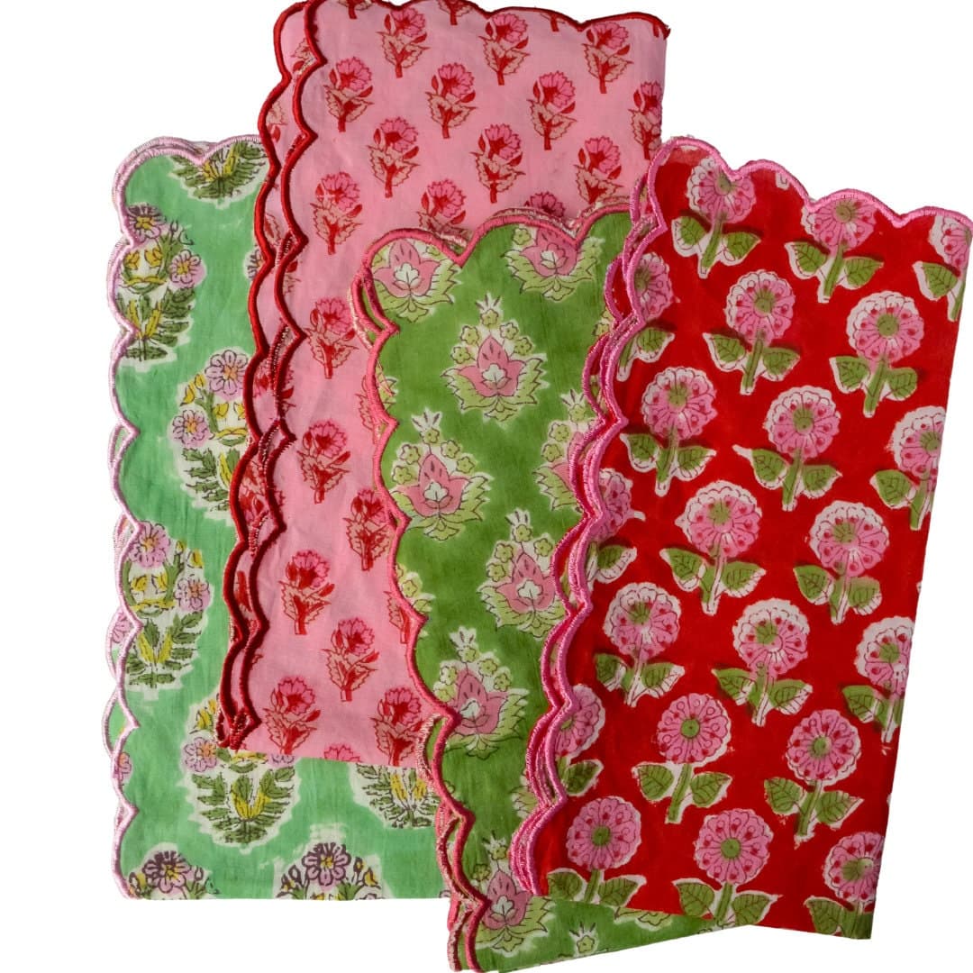 hand block printed napkins christmas decor table linenes azo free natural dyes ethically made by artisans in jaipur