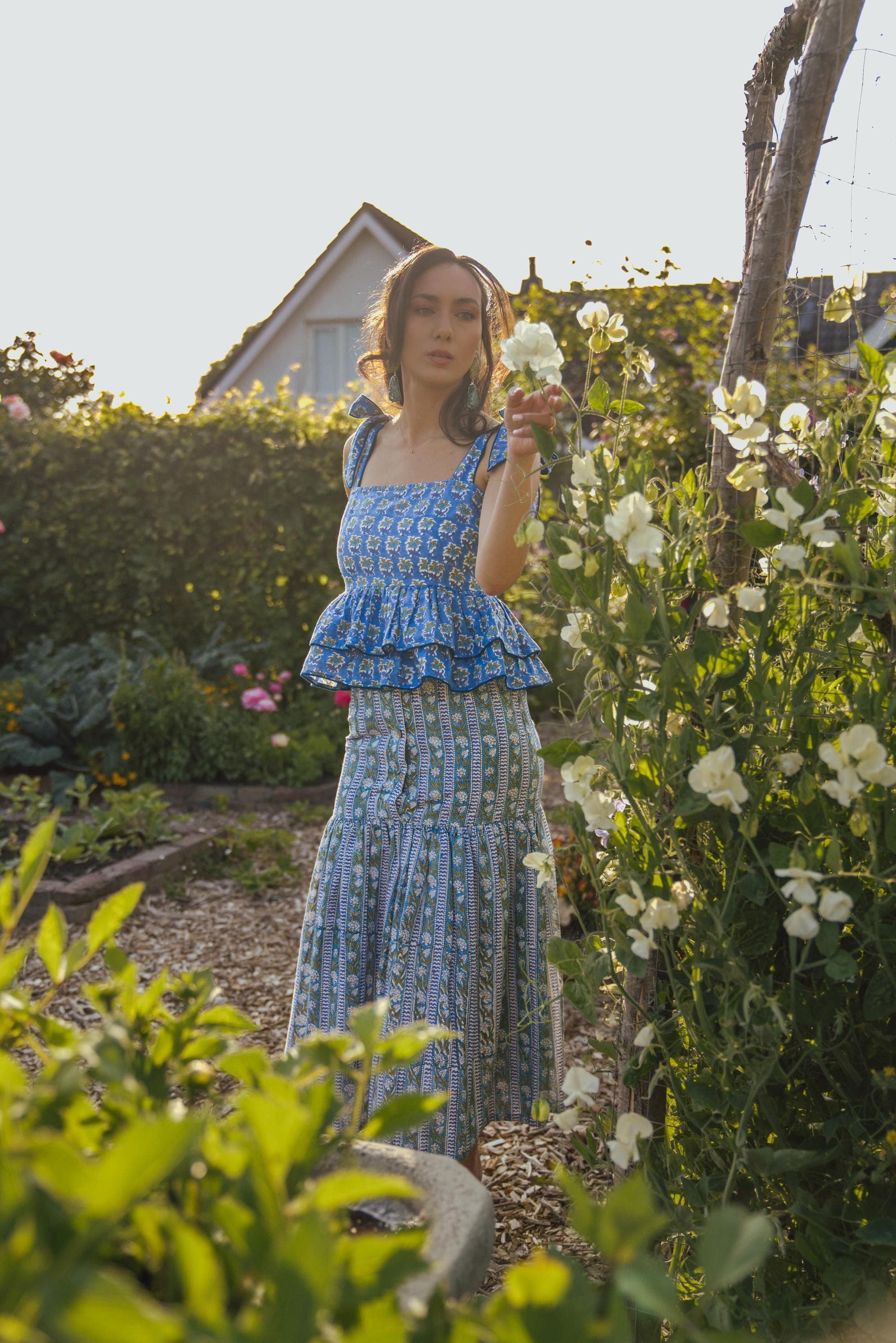 Hand Block Printed Cotton Co-ord Set: Peplum Top & Fit-and-Flare Skirt - image 4