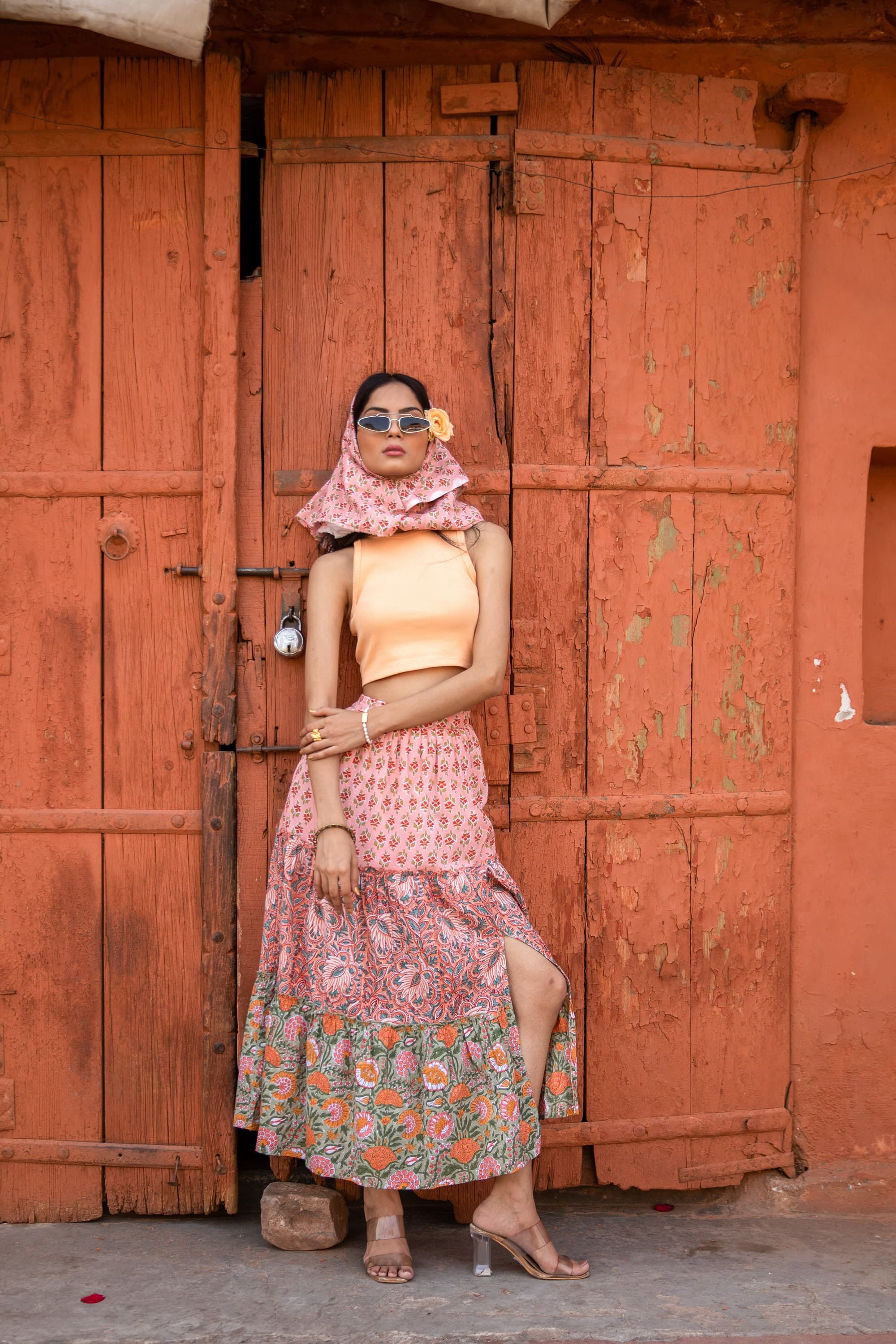 Floral Block Printed Tiered Skirt - Organic Cotton Sundress