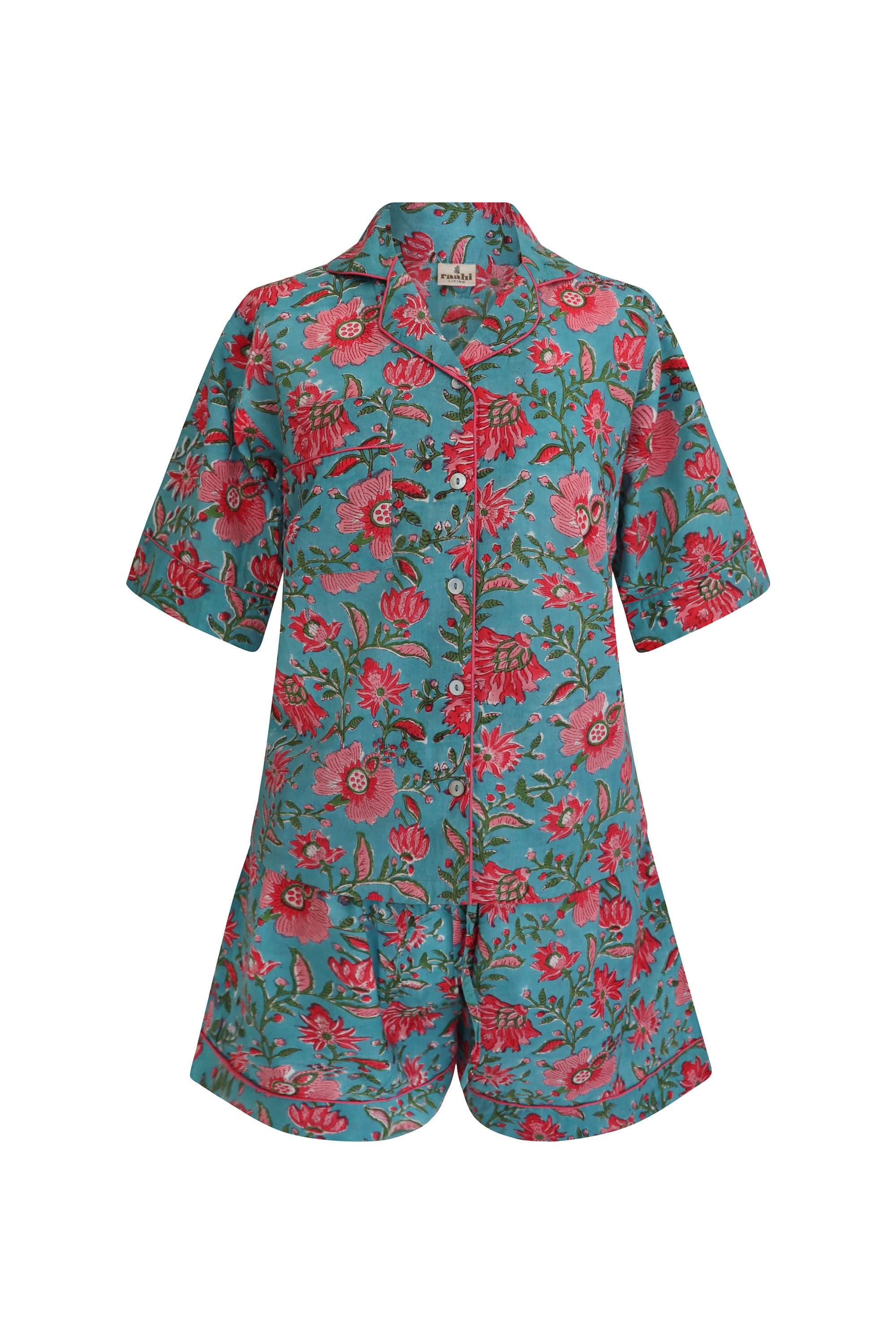 Organic Cotton Pajama Set: Hand Block Print, Floral PJs
