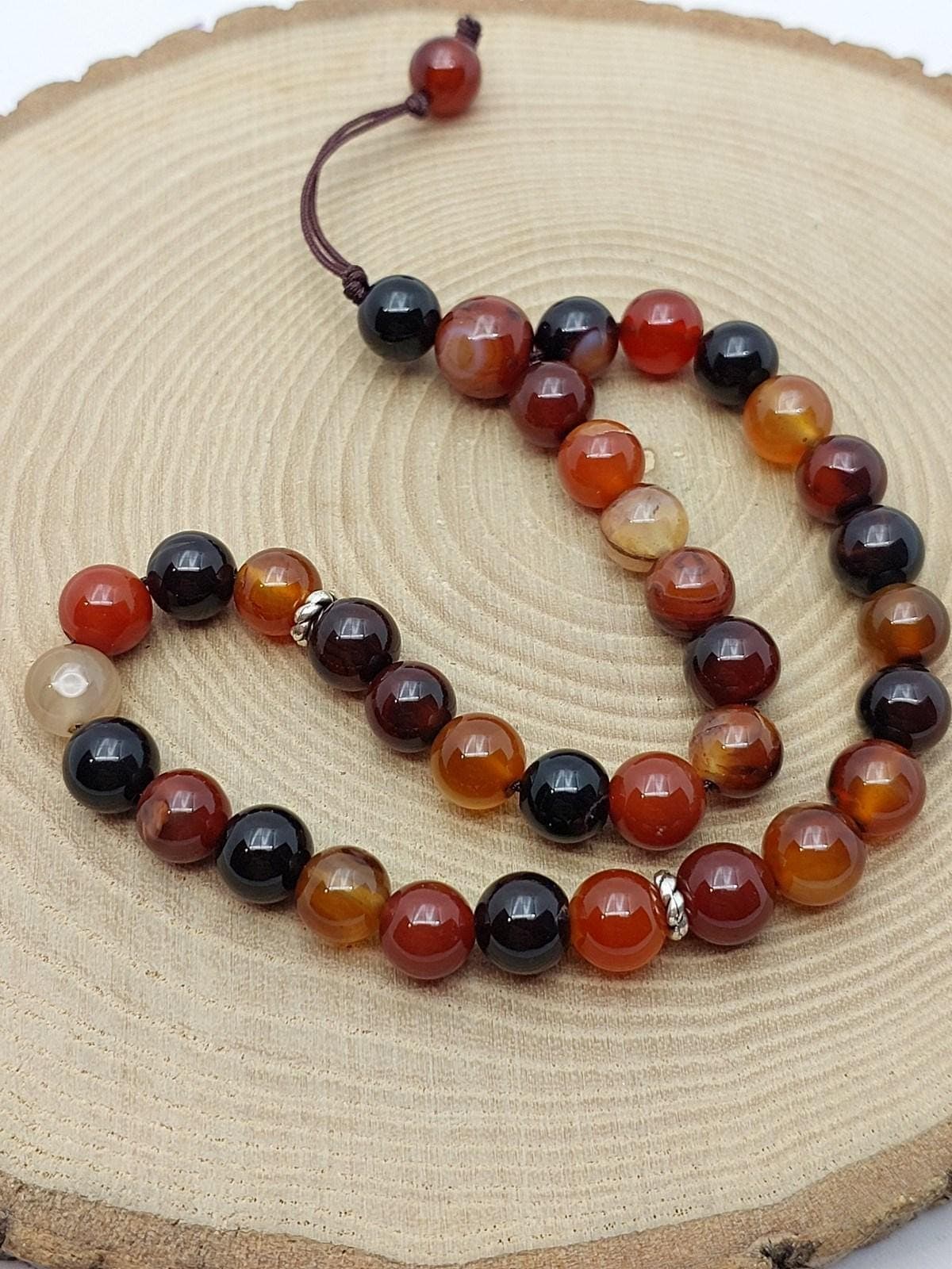 Handmade 33 Beads Brown Agate Tasbih – 8mm Muslim Prayer Beads for Meditation & Gift (1892)