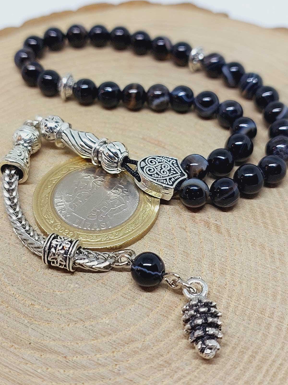 Black Agate Stone 33 beads Rosary 6mm, Tasbih 33, Natural Stone 33 Beads, Tasbeeh, Misbaha, Tasbih - image 5