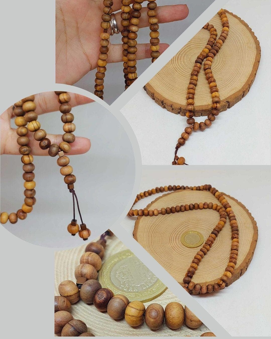 Olive Wood 99 beads Rosary 8mm, Tasbih 99, Natural Stone 99 Beads, Tasbeeh, Misbaha, Islamic Prayer Beads, Tasbih, Muslim - image 3