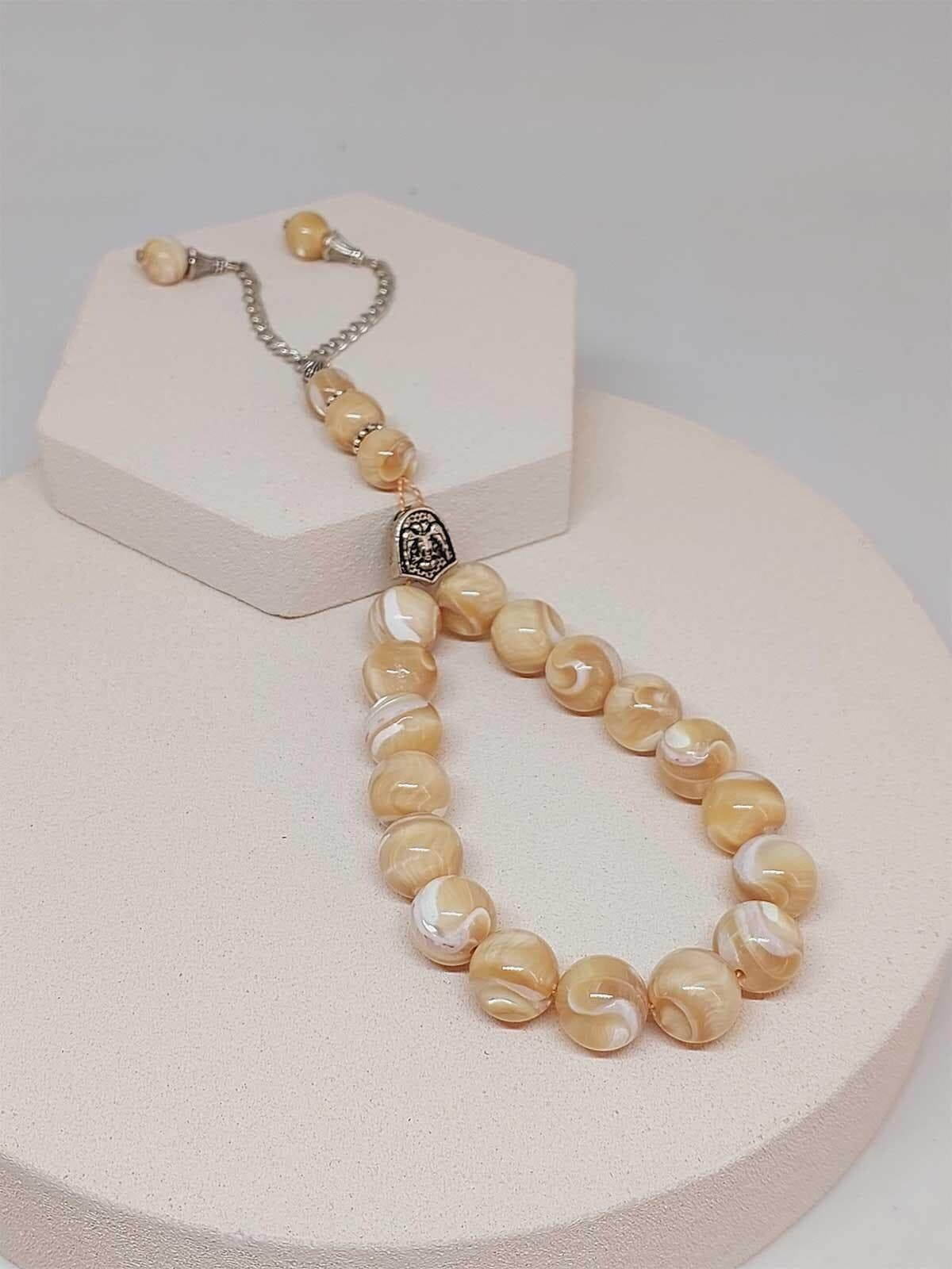 Mother of Pearl Caramel Stone 17 beads EFE Rosary 12mm, Tasbih, Natural Stone Beads, Tasbeeh, Tasbih, Misbaha, Islamic Prayer Beads, Tasbih, - image 4