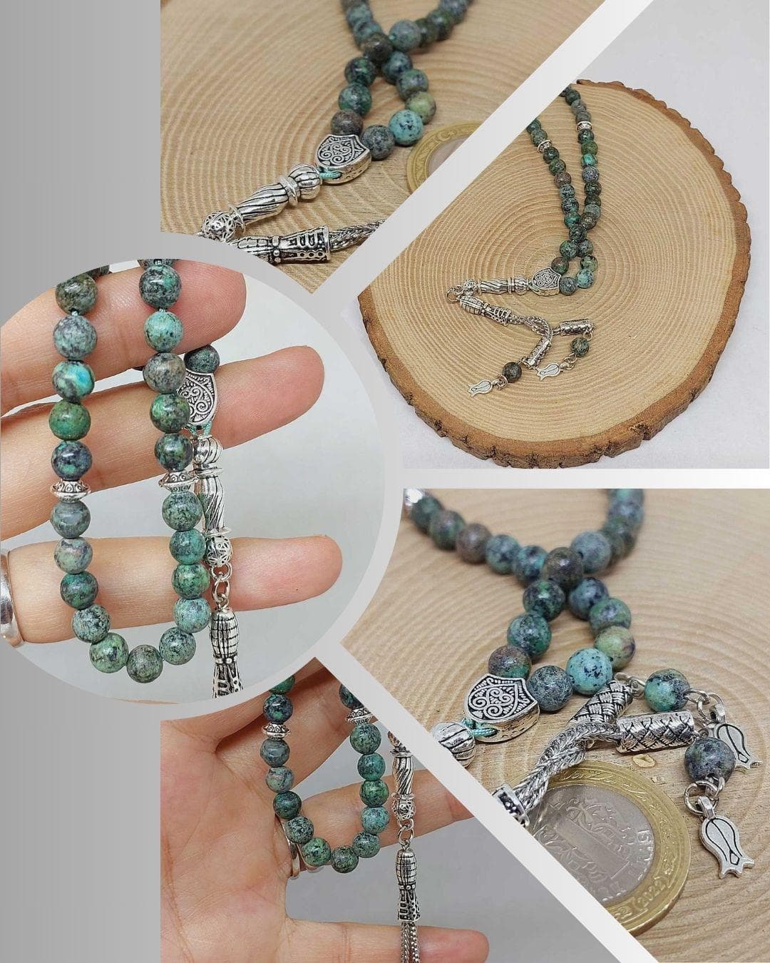 African turquoise Stone 33 beads Rosary 6mm, Tasbih 33, Natural Stone 33 Beads, Tasbeeh, Misbaha, Tasbih - image 3