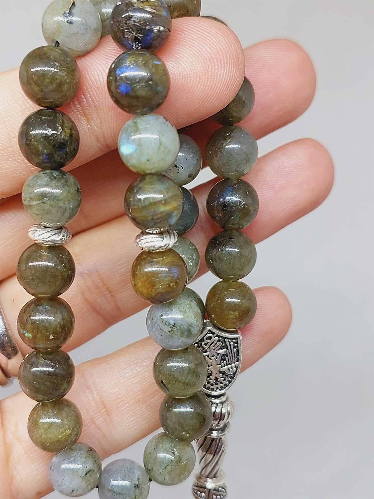Labradorite Stone 33 beads Rosary 8mm, Tasbih 33, Natural Stone 33 Beads, Tasbeeh, Misbaha, Tasbih