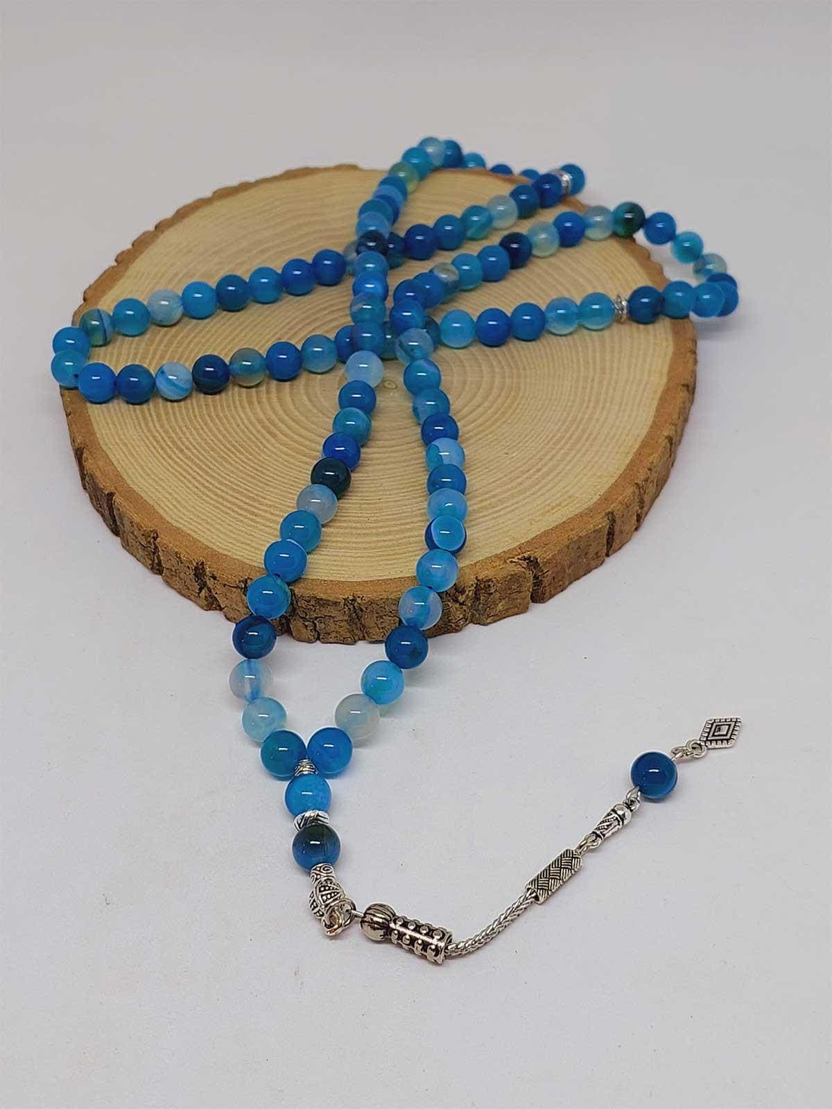 Blue Agate Stone 99 beads Rosary 8mm, Tasbih 99, Natural Stone 99 Beads, Tasbeeh, Misbaha, Islamic Prayer Beads, Tasbih, Muslim - image 3