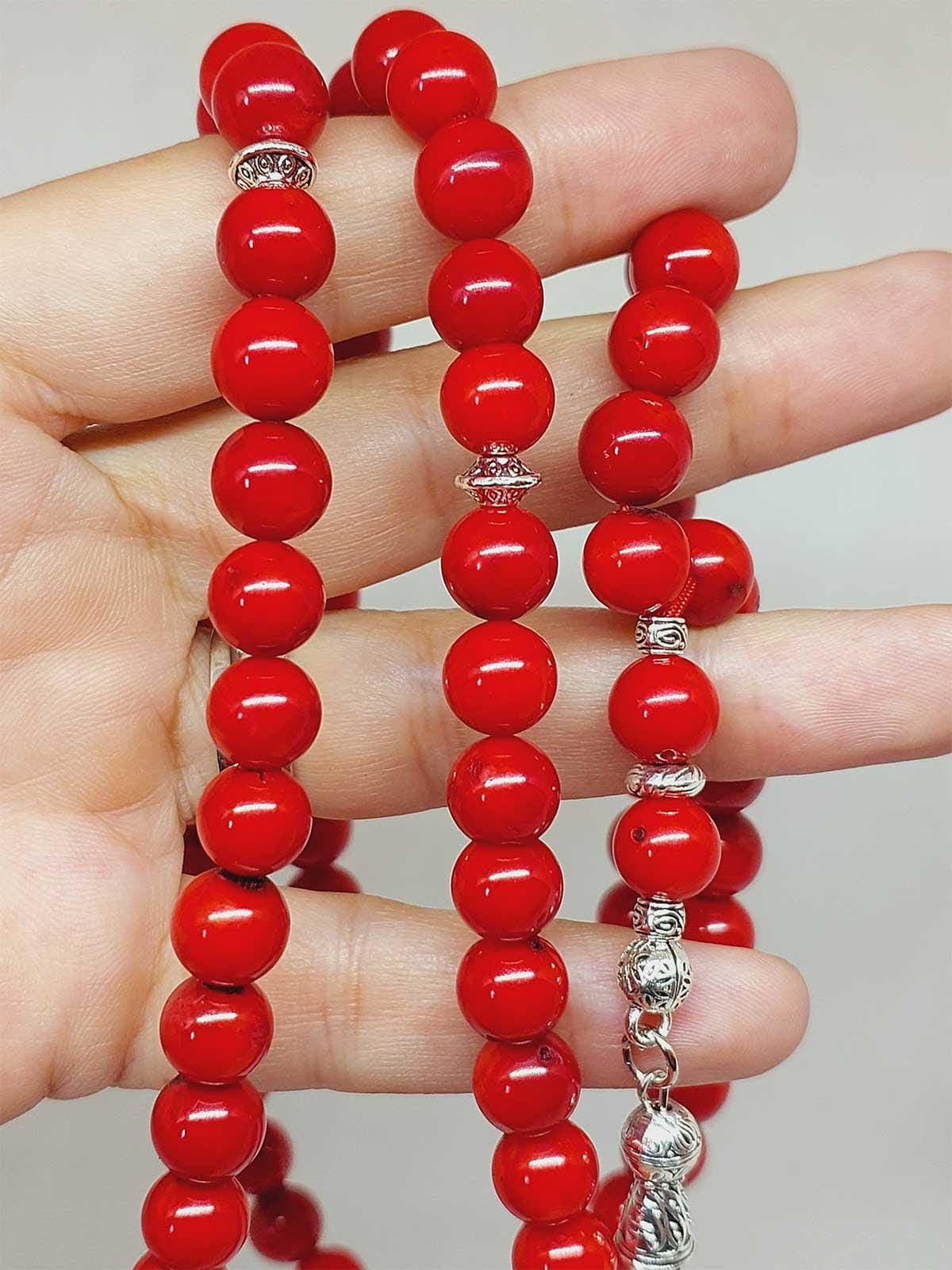 Coral Stone 99 beads Rosary 8mm, Tasbih 99, Natural Stone 99 Beads, Tasbeeh, Misbaha, Islamic Prayer Beads, Tasbih, Muslim