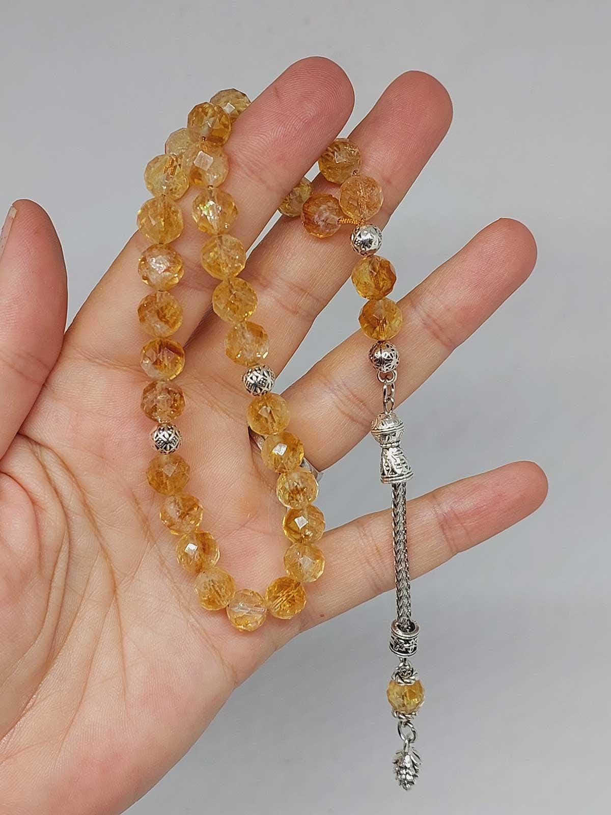 High Quality Faceted Citrine Stone 33 beads Rosary 8mm, Tasbih 99, Natural Stone 33 Beads, Tasbeeh, Misbaha, Tasbih