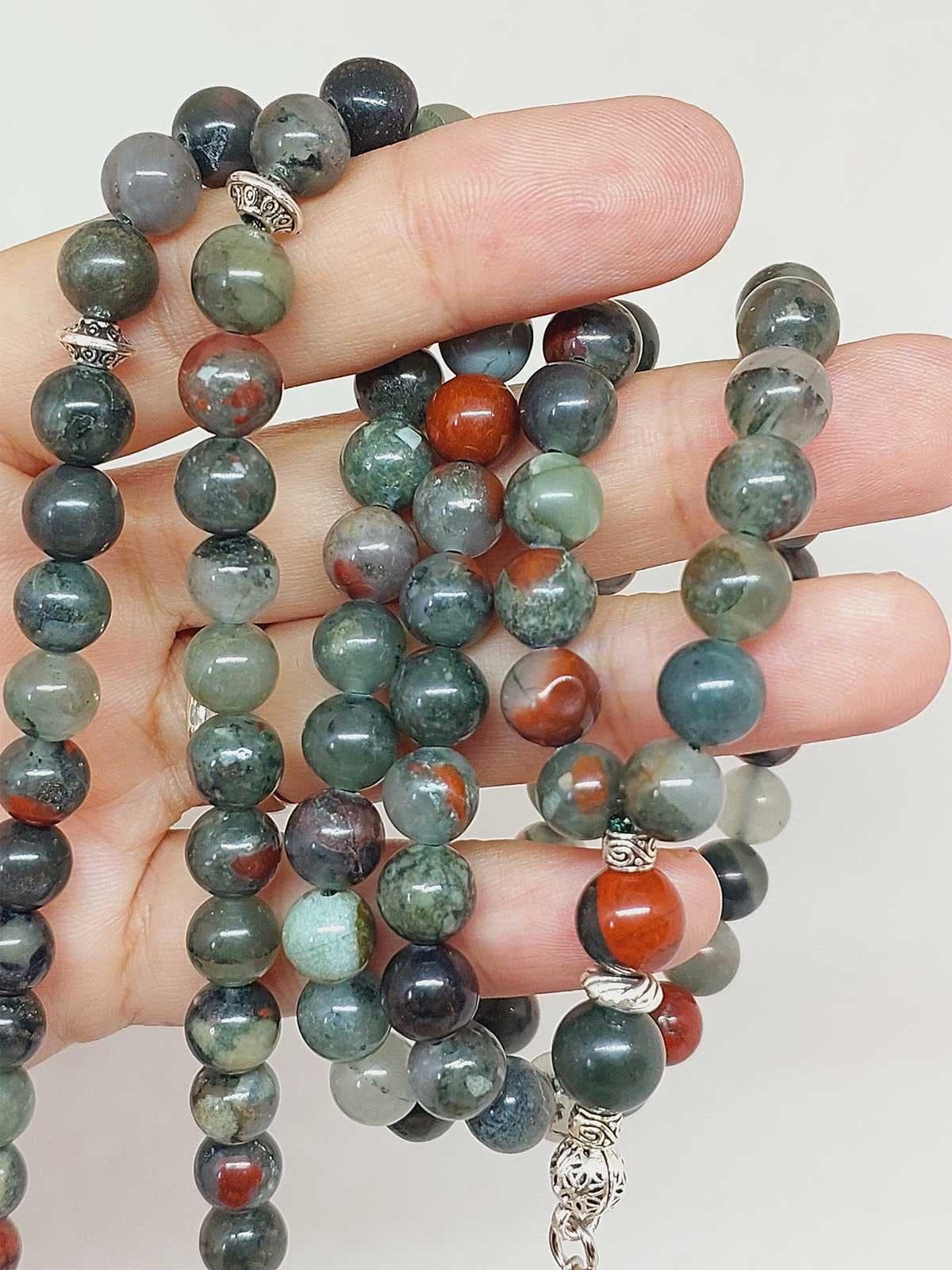 Blood Stone 99 beads Rosary 8mm, Tasbih 99, Natural Stone 99 Beads, Tasbeeh, Misbaha, Islamic Prayer Beads, Tasbih, Muslim