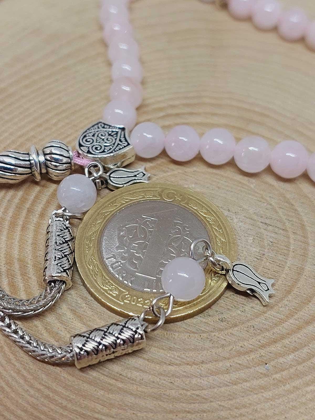 Pink Quartz Stone 33 beads Rosary 6mm, Tasbih 33, Natural Stone 33 Beads, Tasbeeh, Misbaha, Tasbih - image 4