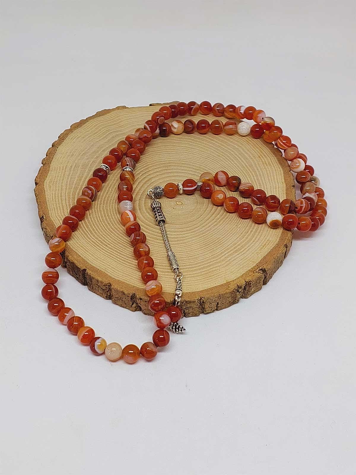Carnelian Agate Stone 99 beads Rosary 8mm, Tasbih 99, Natural Stone 99 Beads, Tasbeeh, Misbaha, Islamic Prayer Beads, Tasbih, Muslim - image 3
