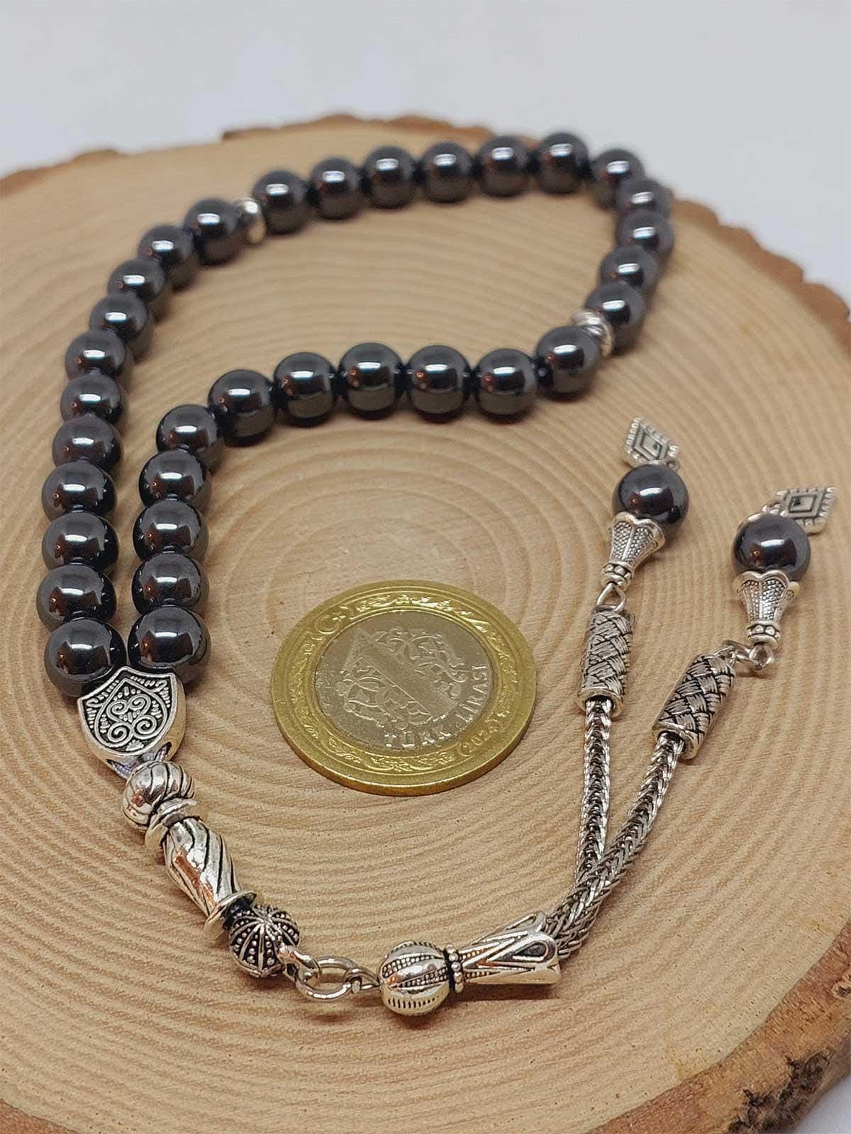 Hematite Stone 33 beads Rosary 8mm, Tasbih 33, Natural Stone 33 Beads, Tasbeeh, Misbaha, Tasbih - image 4