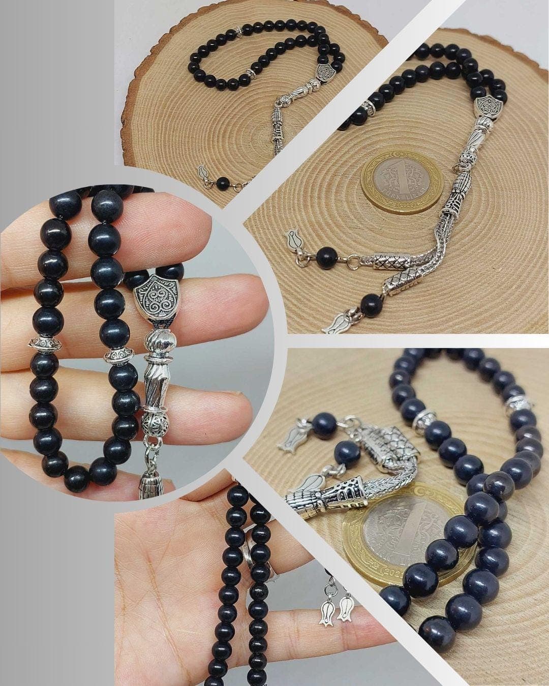 Shungite Stone 33 beads Rosary 6mm, Tasbih 33, Natural Stone 33 Beads, Tasbeeh, Misbaha, Tasbih - image 3