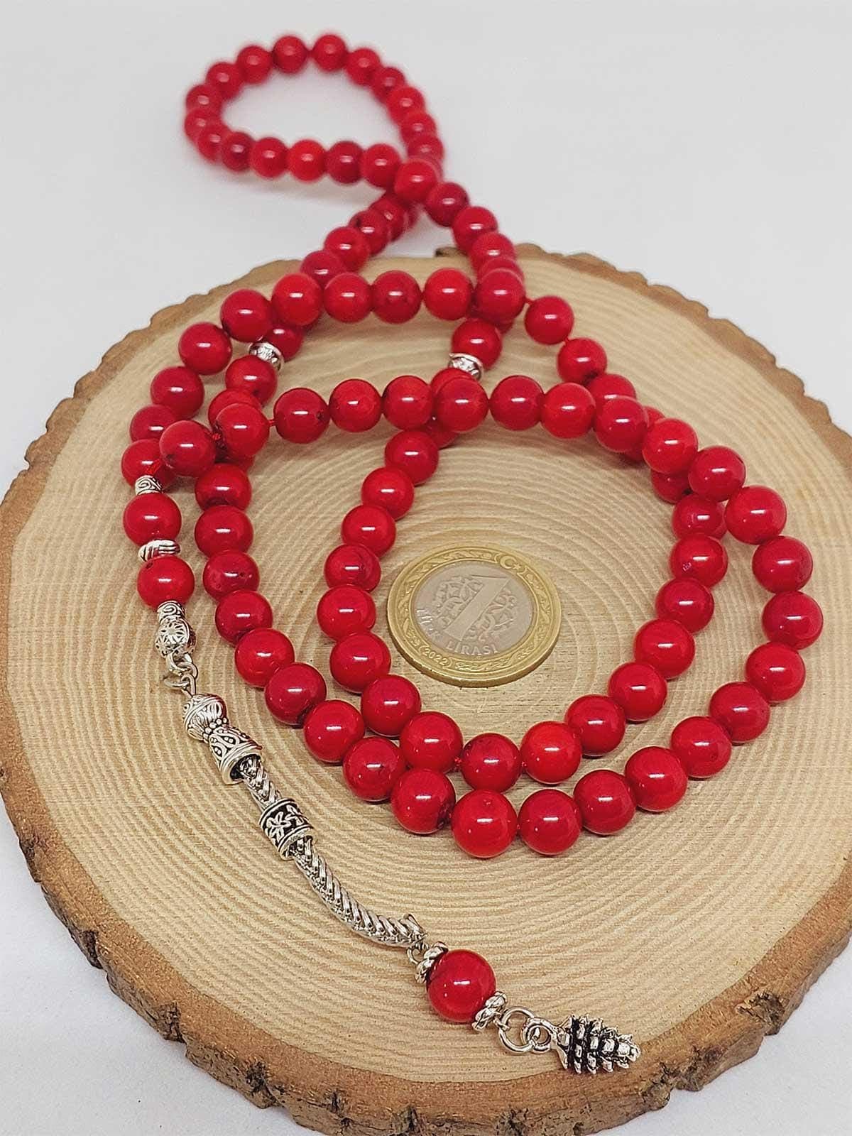 Coral Stone 99 beads Rosary 8mm, Tasbih 99, Natural Stone 99 Beads, Tasbeeh, Misbaha, Islamic Prayer Beads, Tasbih, Muslim - image 4