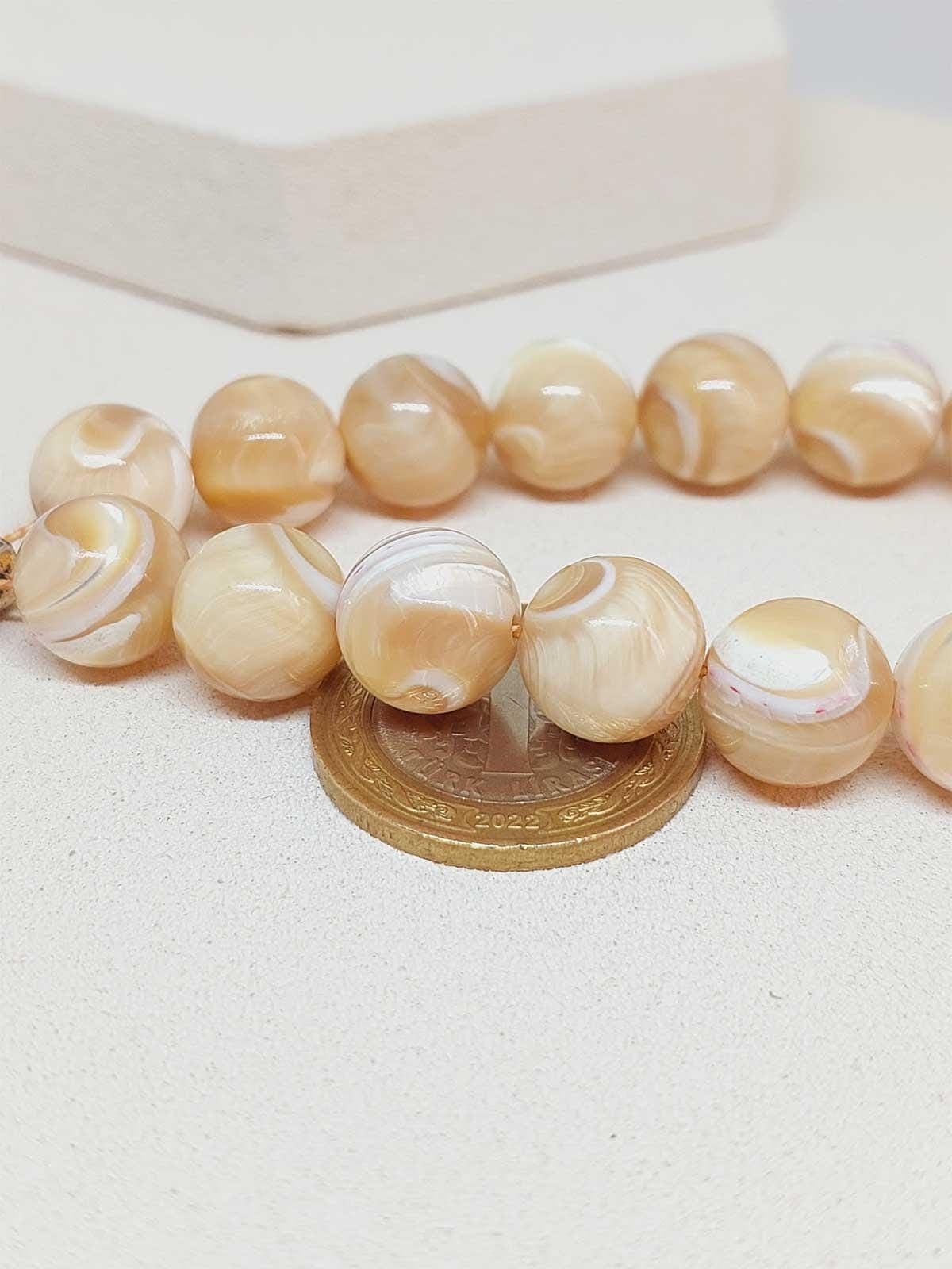 Mother of Pearl Caramel Stone 17 beads EFE Rosary 12mm, Tasbih, Natural Stone Beads, Tasbeeh, Tasbih, Misbaha, Islamic Prayer Beads, Tasbih, - image 5