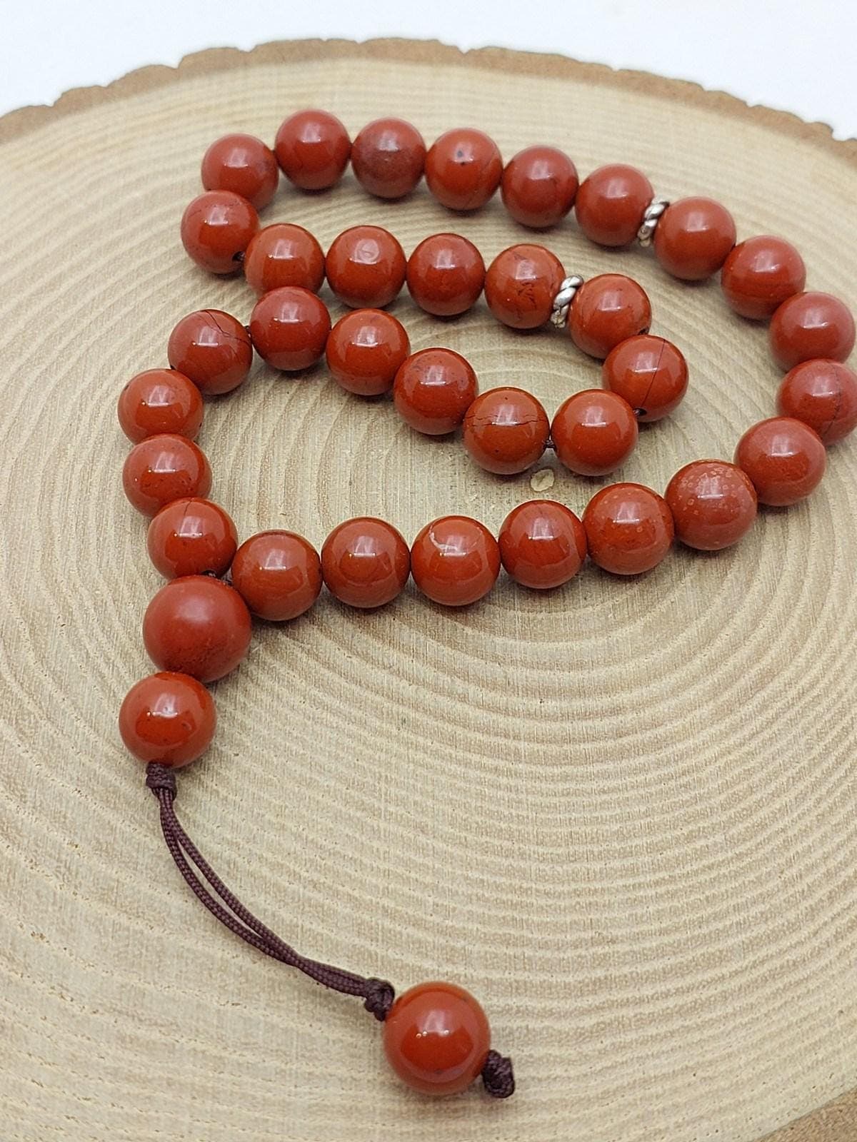 Handmade 33 Beads Red Jasper Tasbih – 8mm Muslim Prayer Beads for Meditation & Gift (22455)