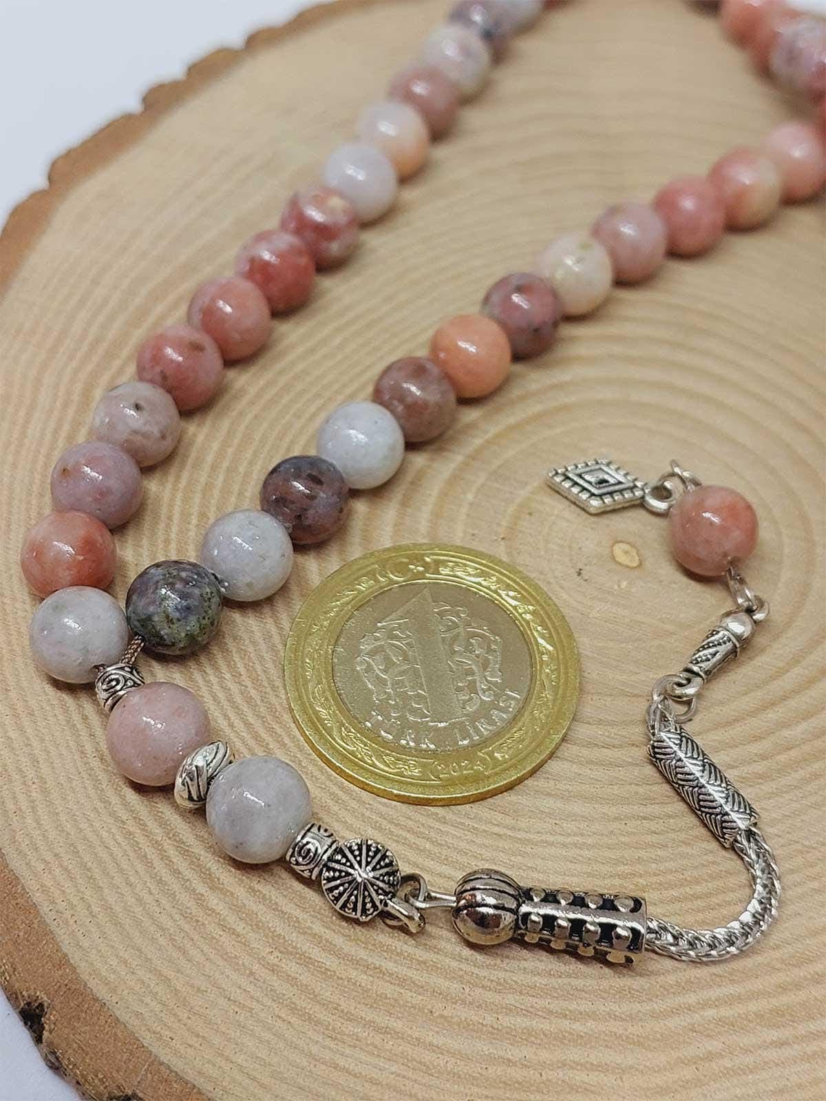 Pink & white Jasper Stone 99 beads Rosary 8mm, Tasbih 99, Natural Stone 99 Beads, Tasbeeh, Misbaha, Islamic Prayer Beads, Tasbih, Muslim - image 4