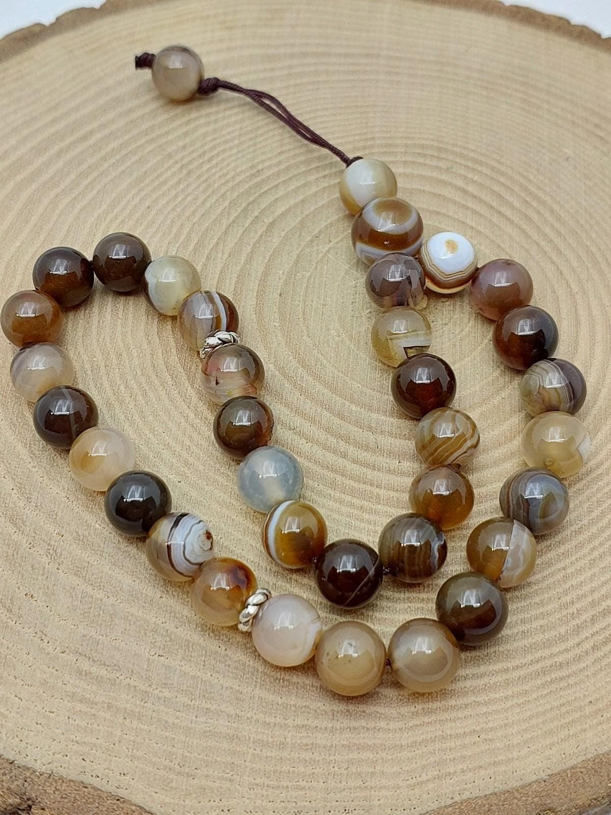 Handmade 33 Beads Caramel Agate Tasbih – 8mm Muslim Prayer Beads for Meditation & Gift (24010)