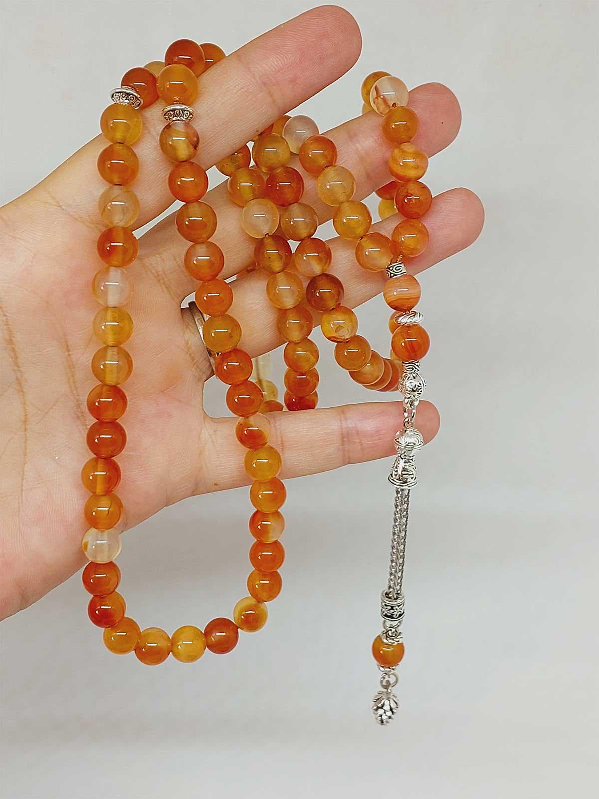 Light Brown Agate Stone 99 beads Rosary 8mm, Tasbih 99, Natural Stone 99 Beads, Tasbeeh, Misbaha, Islamic Prayer Beads, Tasbih, Muslim