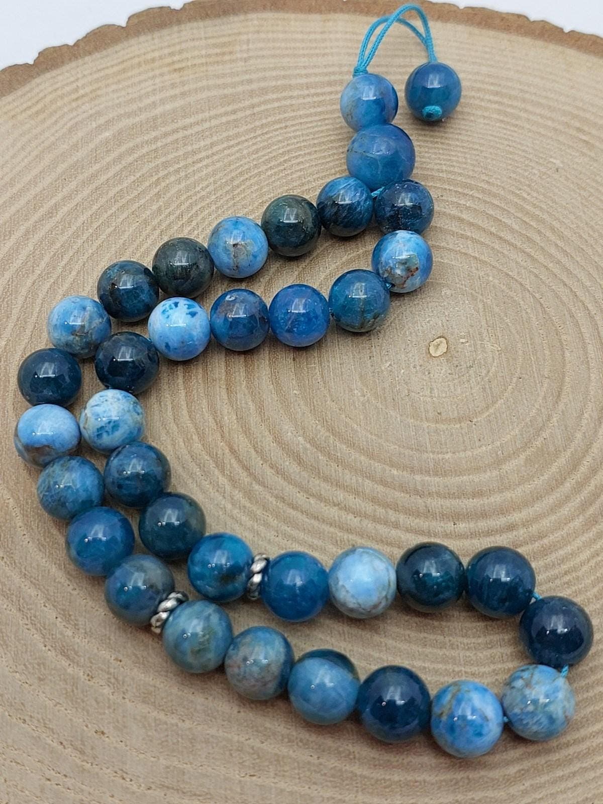 Handmade 33 Beads Apatite Tasbih – 8mm Muslim Prayer Beads for Meditation & Gift (14290)