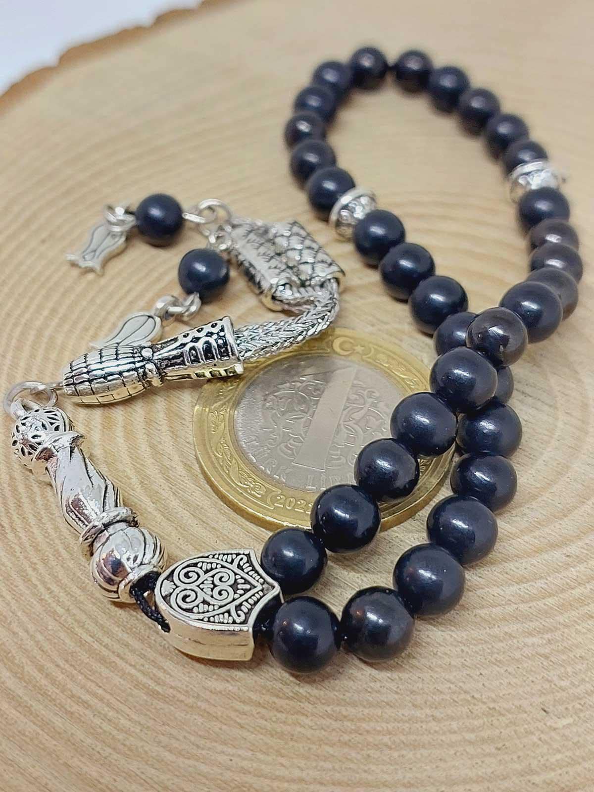 Shungite Stone 33 beads Rosary 6mm, Tasbih 33, Natural Stone 33 Beads, Tasbeeh, Misbaha, Tasbih - image 5