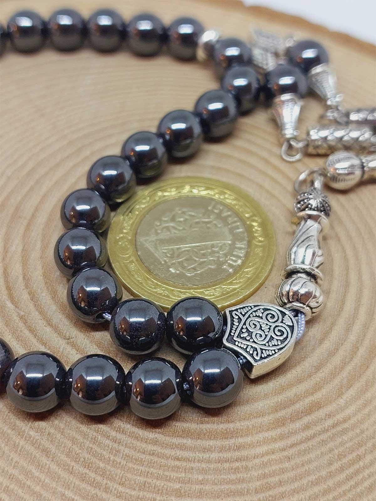 Hematite Stone 33 beads Rosary 8mm, Tasbih 33, Natural Stone 33 Beads, Tasbeeh, Misbaha, Tasbih - image 5