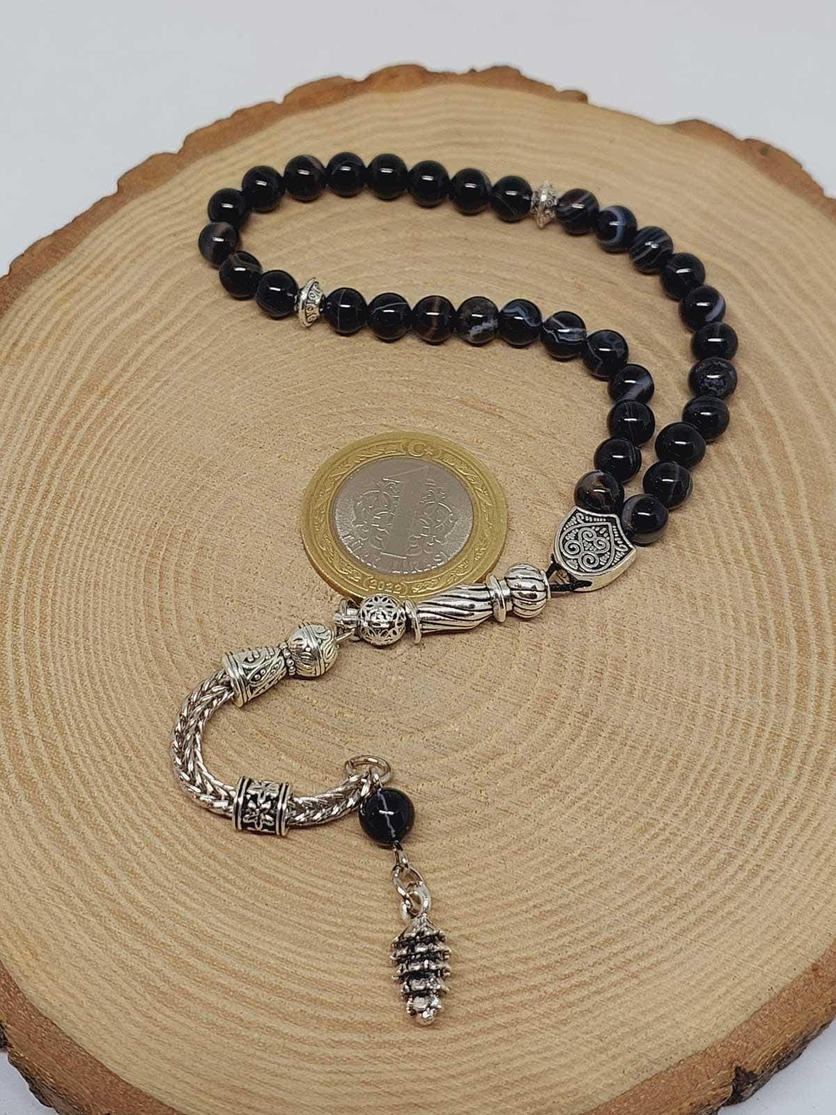 Black Agate Stone 33 beads Rosary 6mm, Tasbih 33, Natural Stone 33 Beads, Tasbeeh, Misbaha, Tasbih - image 4