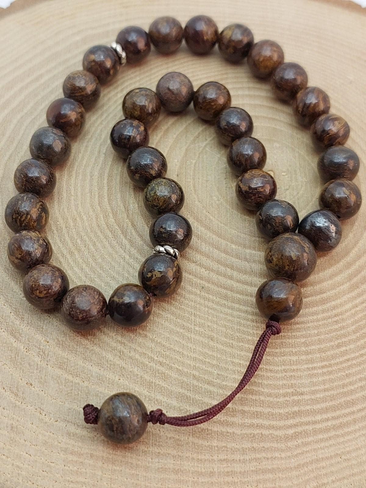 Handmade 33 Beads Bronzite Tasbih – 8mm Muslim Prayer Beads for Confidence, Protection & Gift (17260)