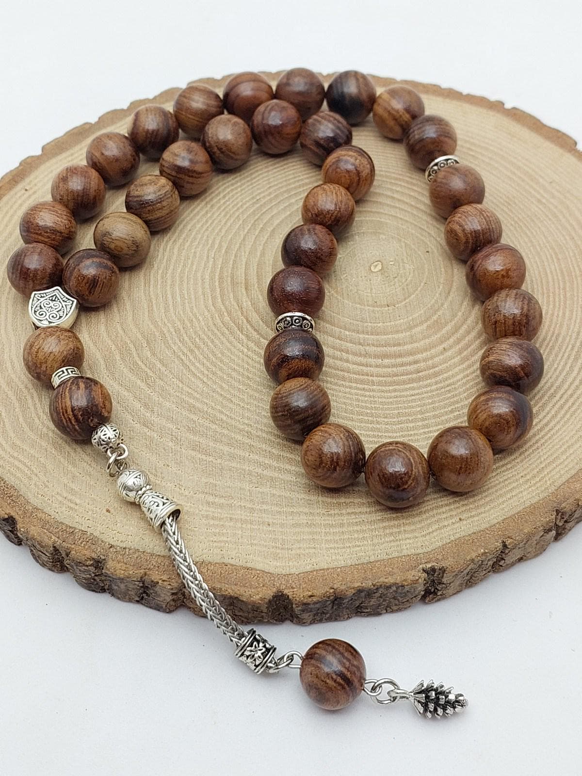 Thorn Tree Wood 33 Beads Tasbih – 12mm Handmade Prayer Beads (56906)