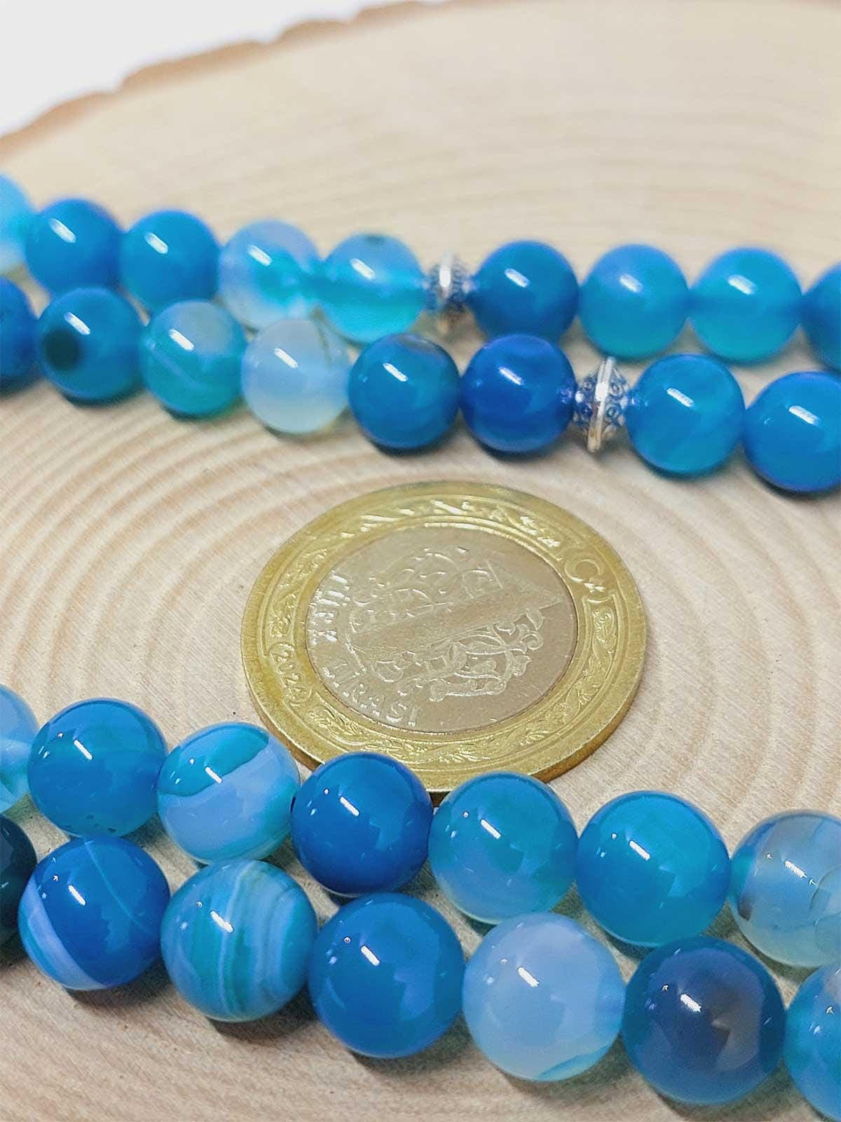 Blue Agate Stone 99 beads Rosary 8mm, Tasbih 99, Natural Stone 99 Beads, Tasbeeh, Misbaha, Islamic Prayer Beads, Tasbih, Muslim - image 5