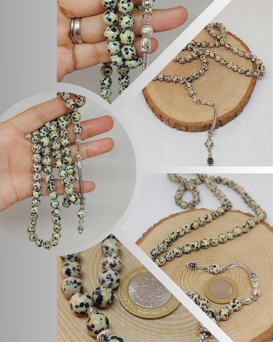 Dalmatian Jasper Stone 99 beads Rosary 8mm, Tasbih 99, Natural Stone 99 Beads, Tasbeeh, Misbaha, Islamic Prayer Beads, Tasbih, Muslim - image 3