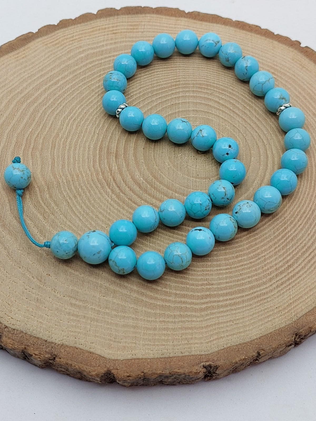 Handmade 33 Beads Turquoise Tasbih – 8mm Muslim Prayer Beads for Luck, Protection & Gift (4674)