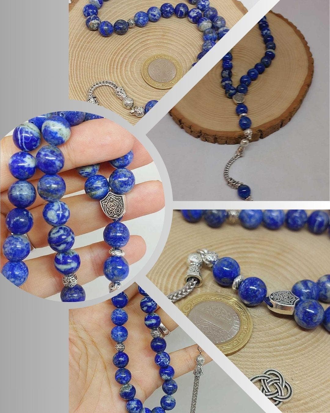 Lapis Lazuli Stone 33 beads Rosary 10mm, Tasbih 99, Natural Stone 33 Beads, Tasbeeh, Misbaha, Islamic Prayer Beads, Tasbih - image 3