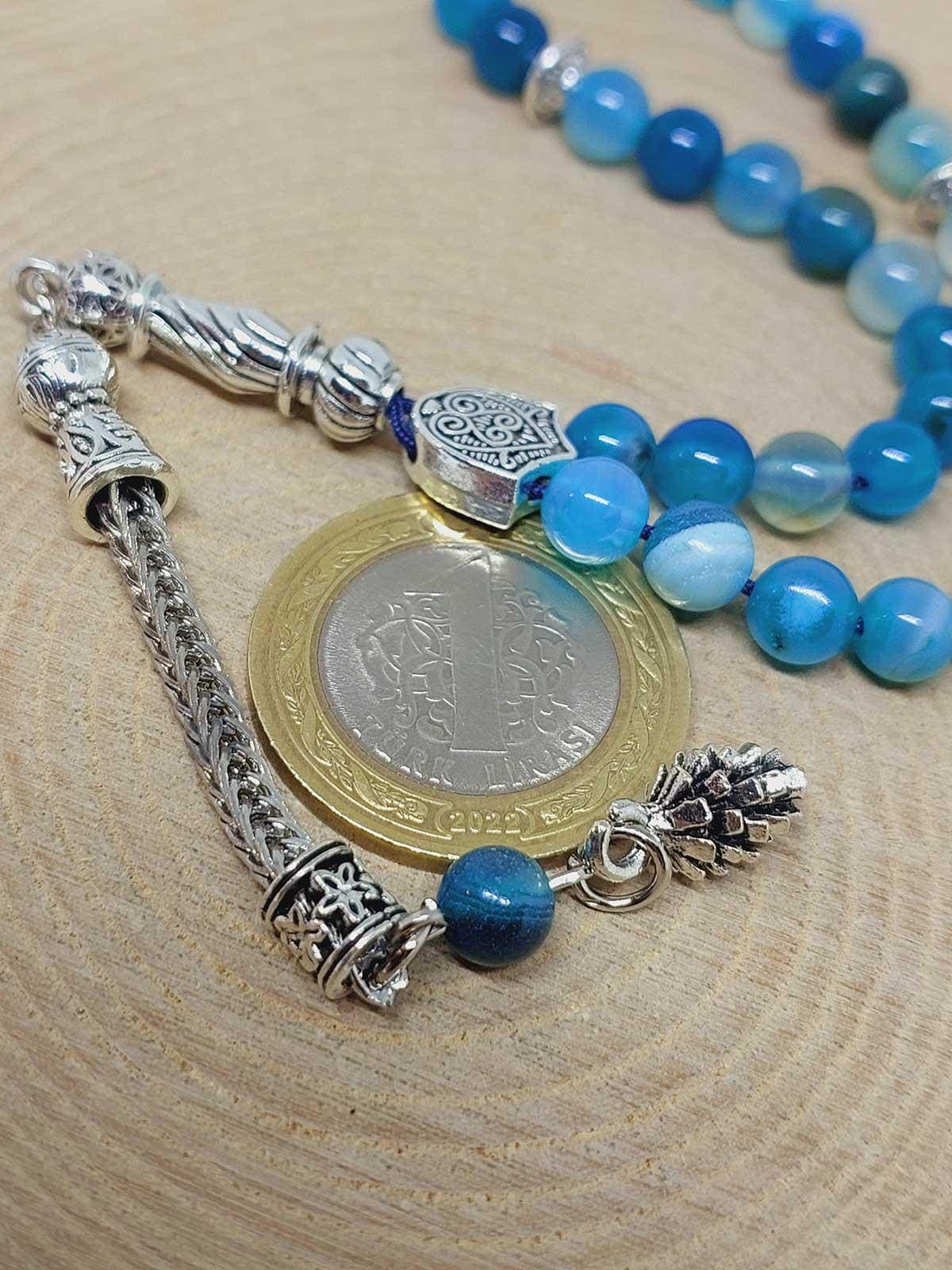 Blue Agate Stone 33 beads Rosary 6mm, Tasbih 33, Natural Stone 33 Beads, Tasbeeh, Misbaha, Tasbih - image 5