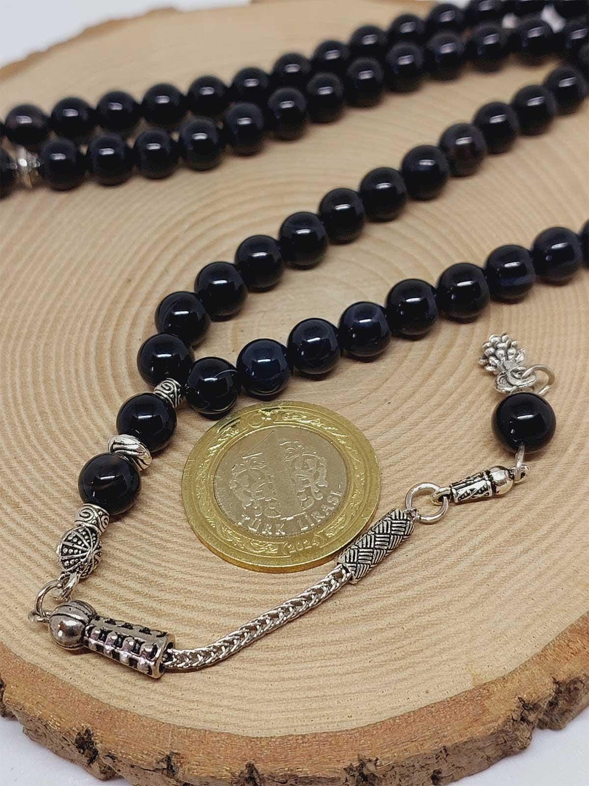 Black Agate Stone 99 beads Rosary 8mm, Tasbih 99, Natural Stone 99 Beads, Tasbeeh, Misbaha, Islamic Prayer Beads, Tasbih, Muslim, Misbah, - image 4